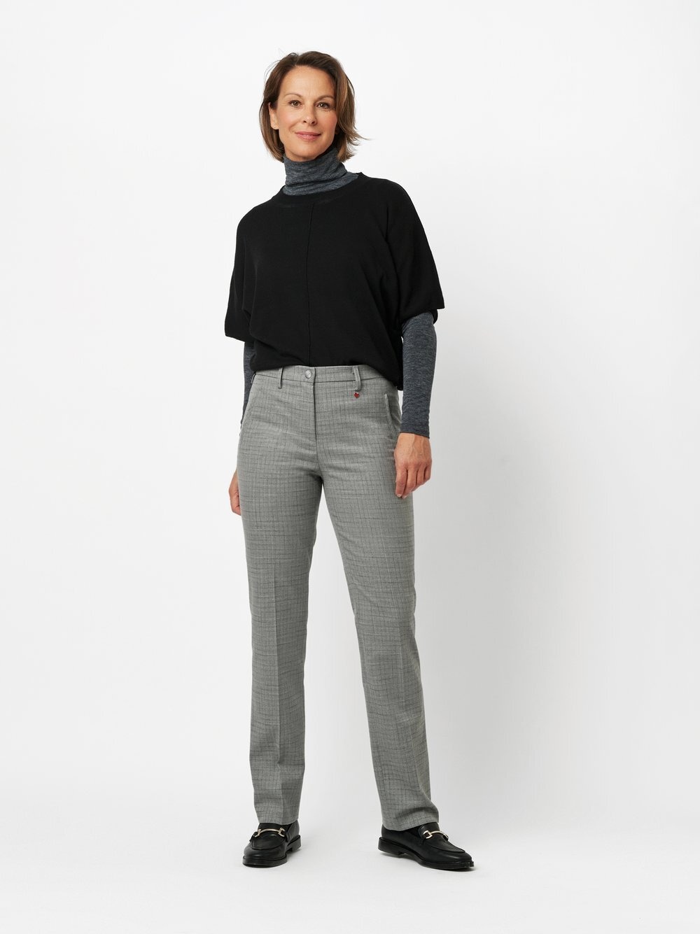 Relaxed Stretch-Hose »Meine beste Freundin«  mit dezentem Karomuster