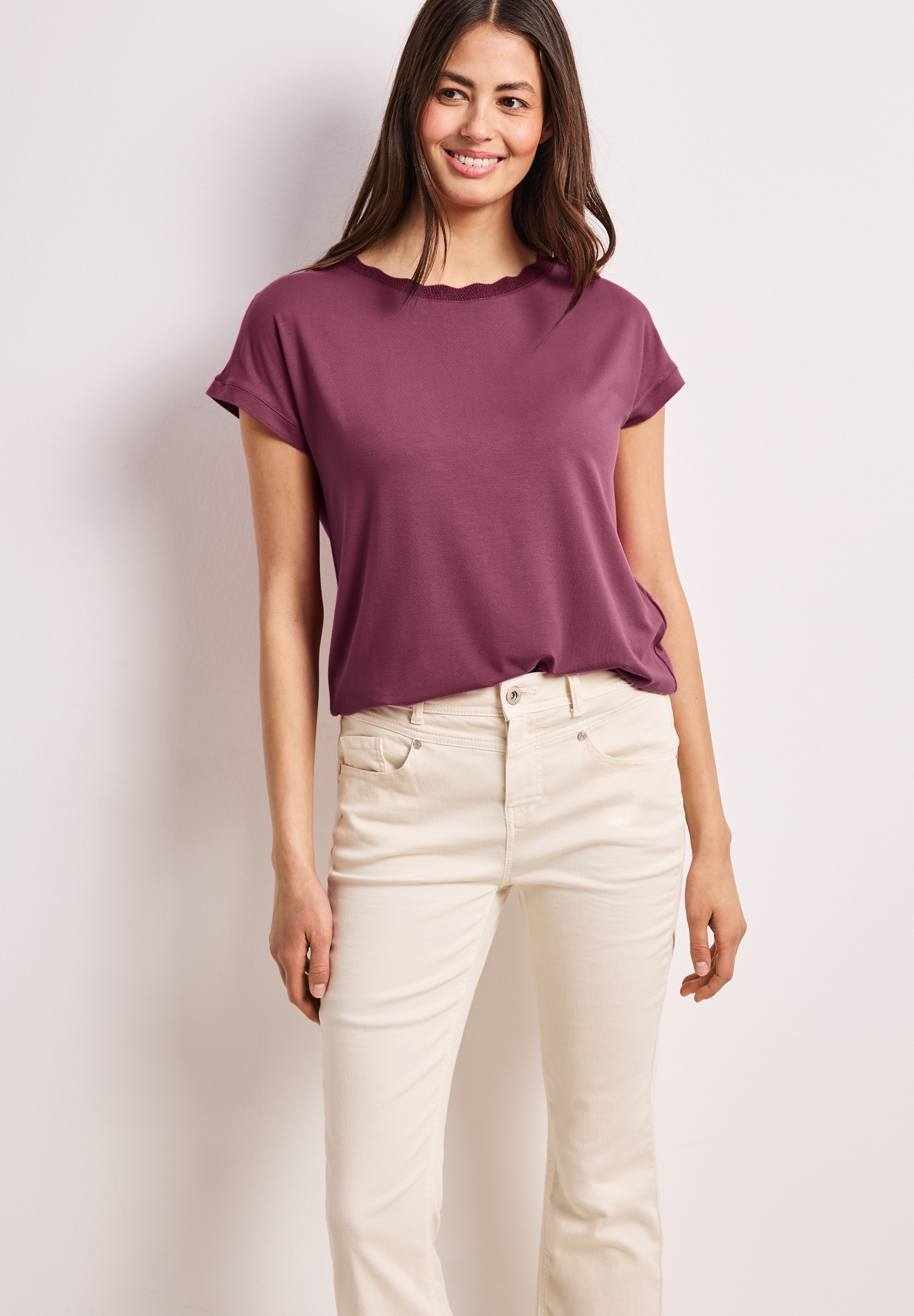 STREET ONE T-Shirt mit U-Boot-Ausschnitt