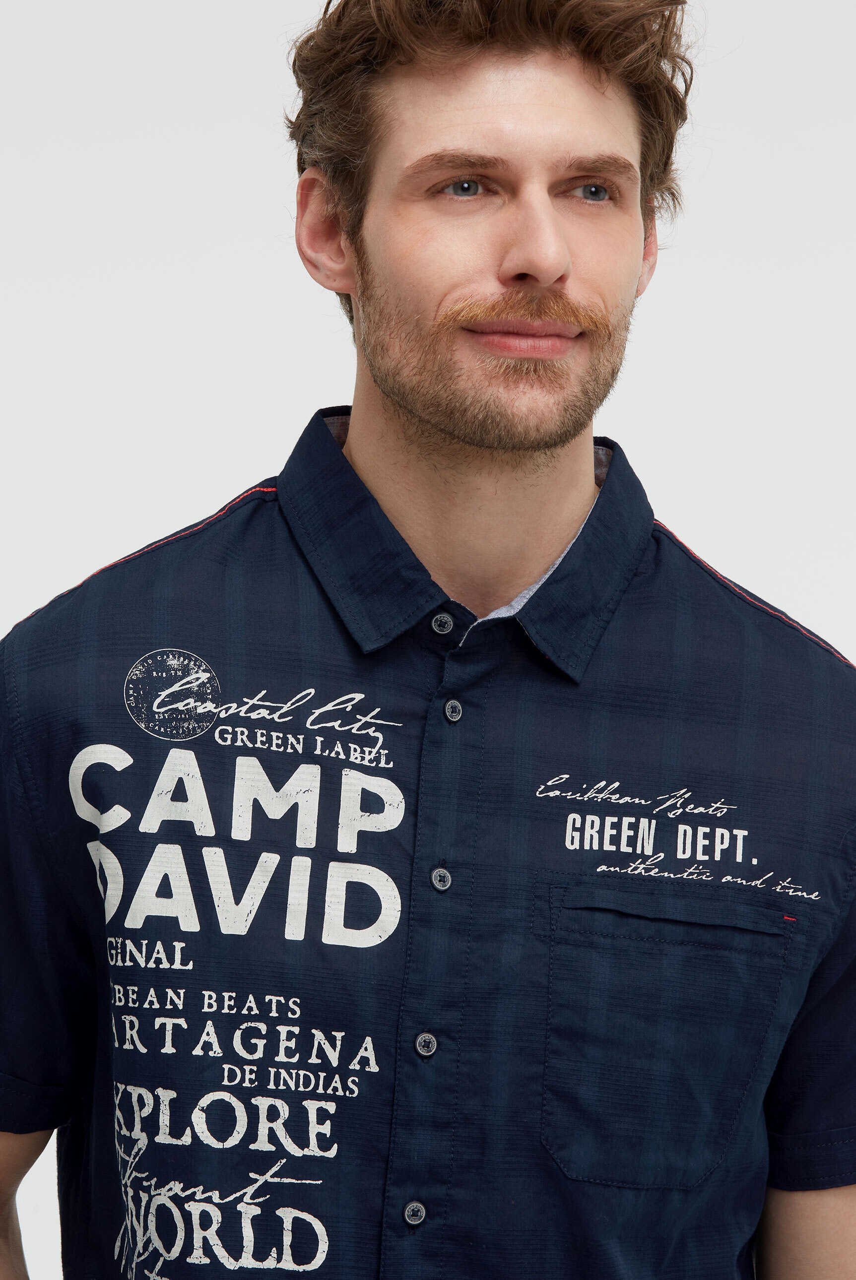 CAMP DAVID Kurzarmhemd mit Brusttasche