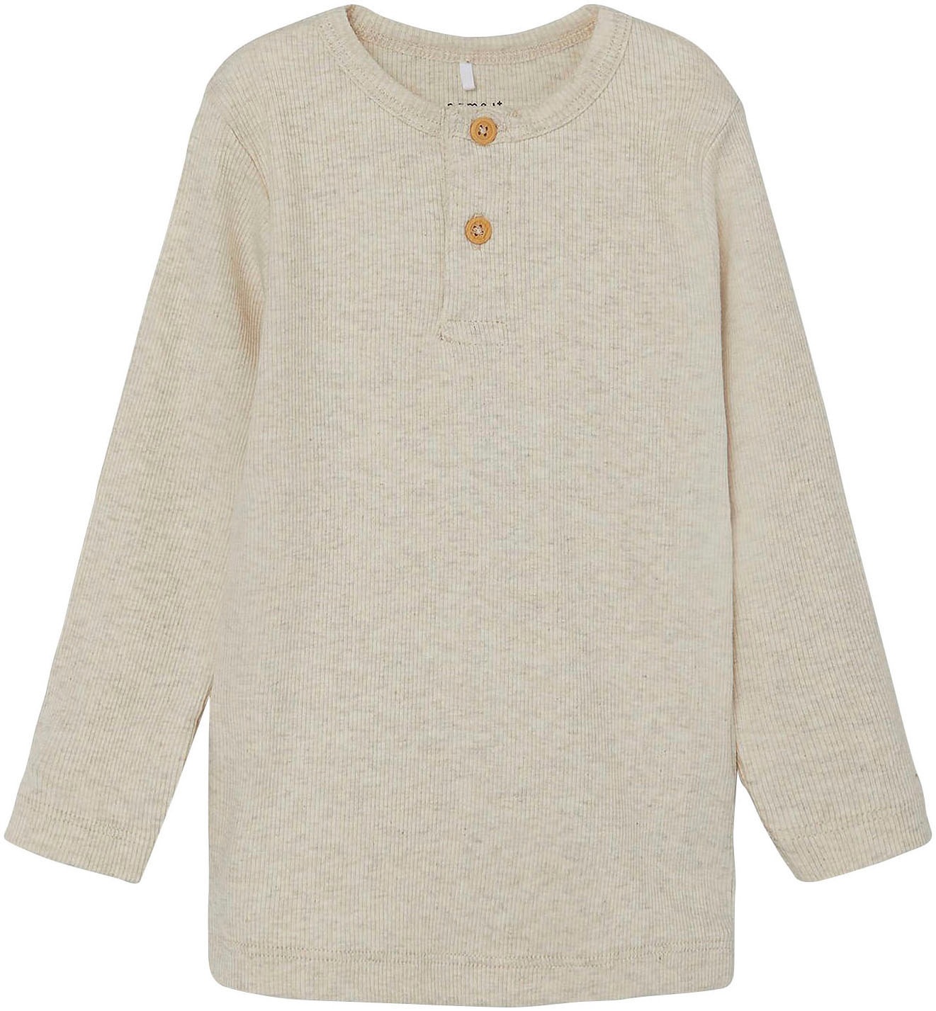 Name It Langarmshirt "Nmmkab Ls Top Noos" Im Henley-Stil - Mit Kurzer Knopfleise, Normal Geschnitten