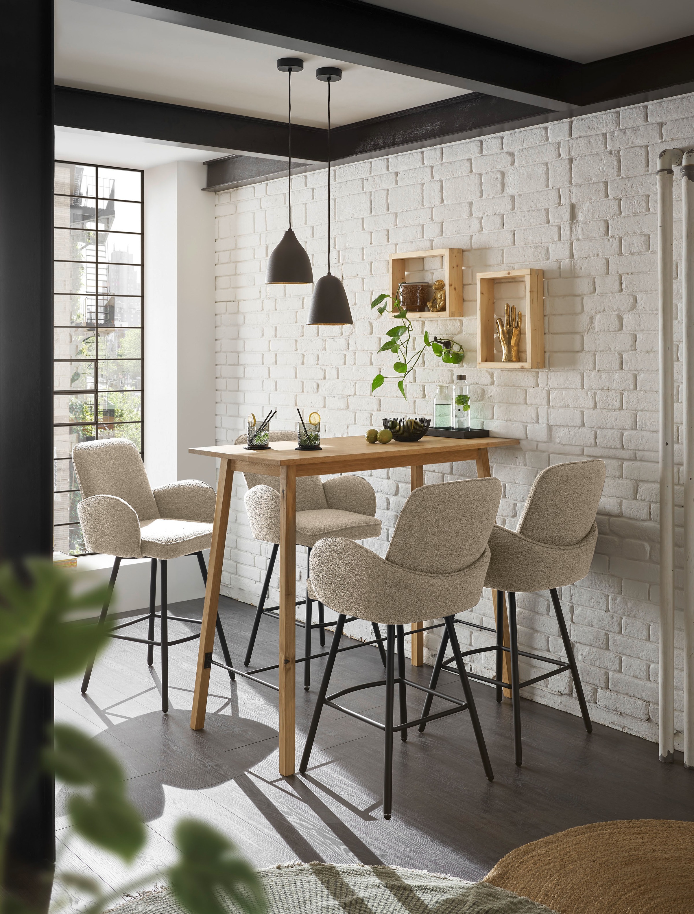 Stolkom Bartisch »Jules Eiche Massivholz geölt, Hochtisch BxHxT 120x104x60 cm«, Skandi Look Eiche Massivholz geölt durchgehende Lamelle