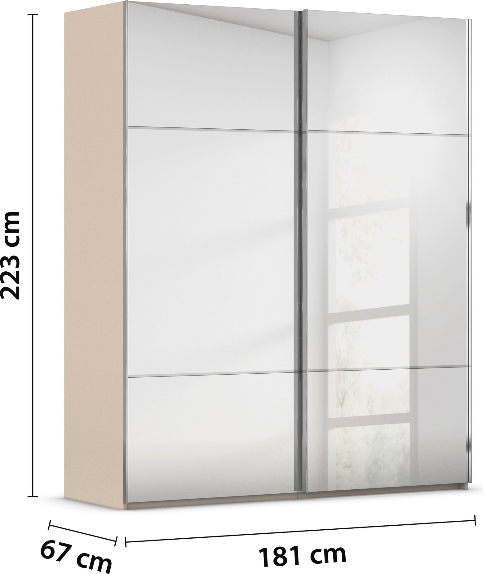 rauch Schwebetürenschrank »Kleiderschrank Schrank Garderobe Schlafzimmerschrank SCALE-TRIO« edle dreigeteilte Front mit 2 Zierleisten Spiegelfront MADE IN GERMANY