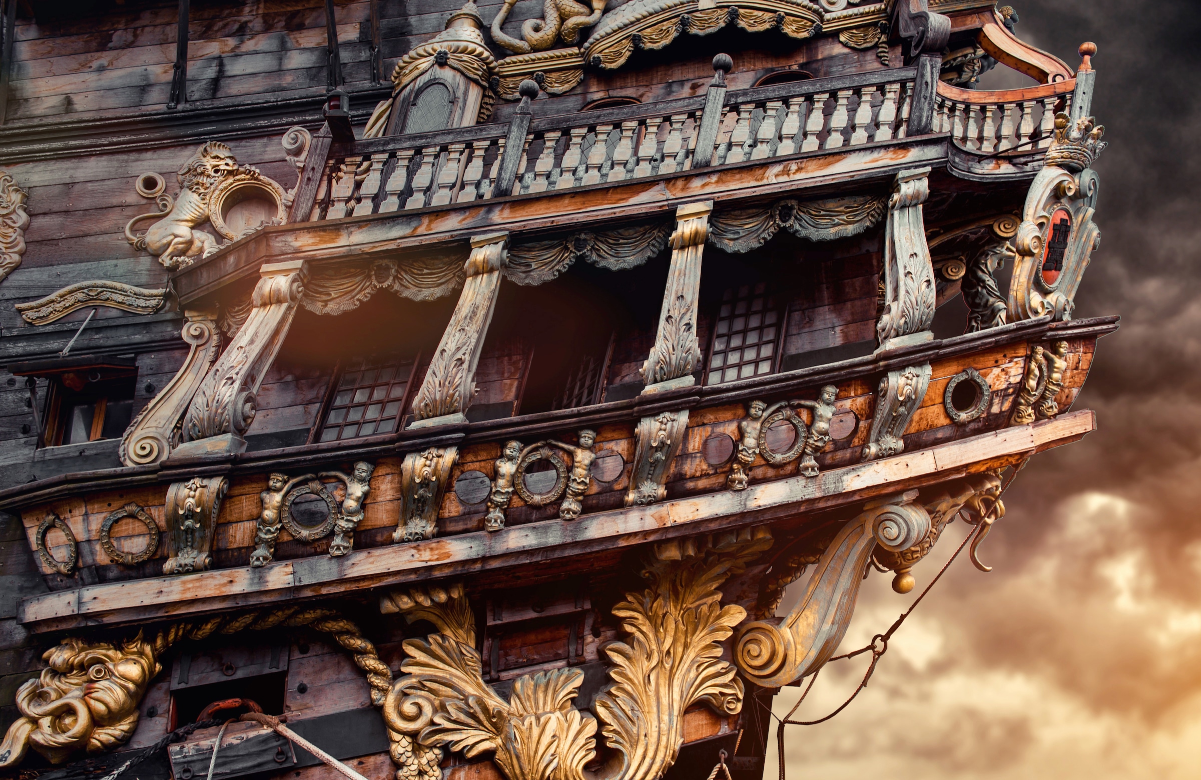 PAPERMOON Fototapete "PIRATENSCHIFF-SEGELSCHIFF PIRATEN SCHIFF SCHIFFE PIRAT", B/L: 4mm x 2,6mm, Bahnen: 8 Stk. St., bunt, Schlafzimmer, Tapeten