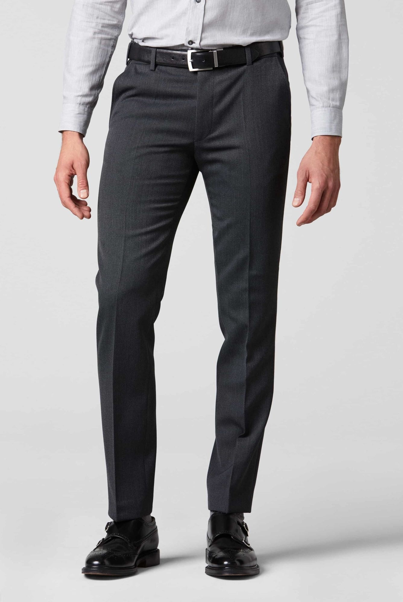 MEYER Herren Anzughose "Oslo 2-111", grau, Gr. 29, unifarben, 55% Polyester, 45% Wolle, Hosen, praktische Autofahrer− und Reisehose