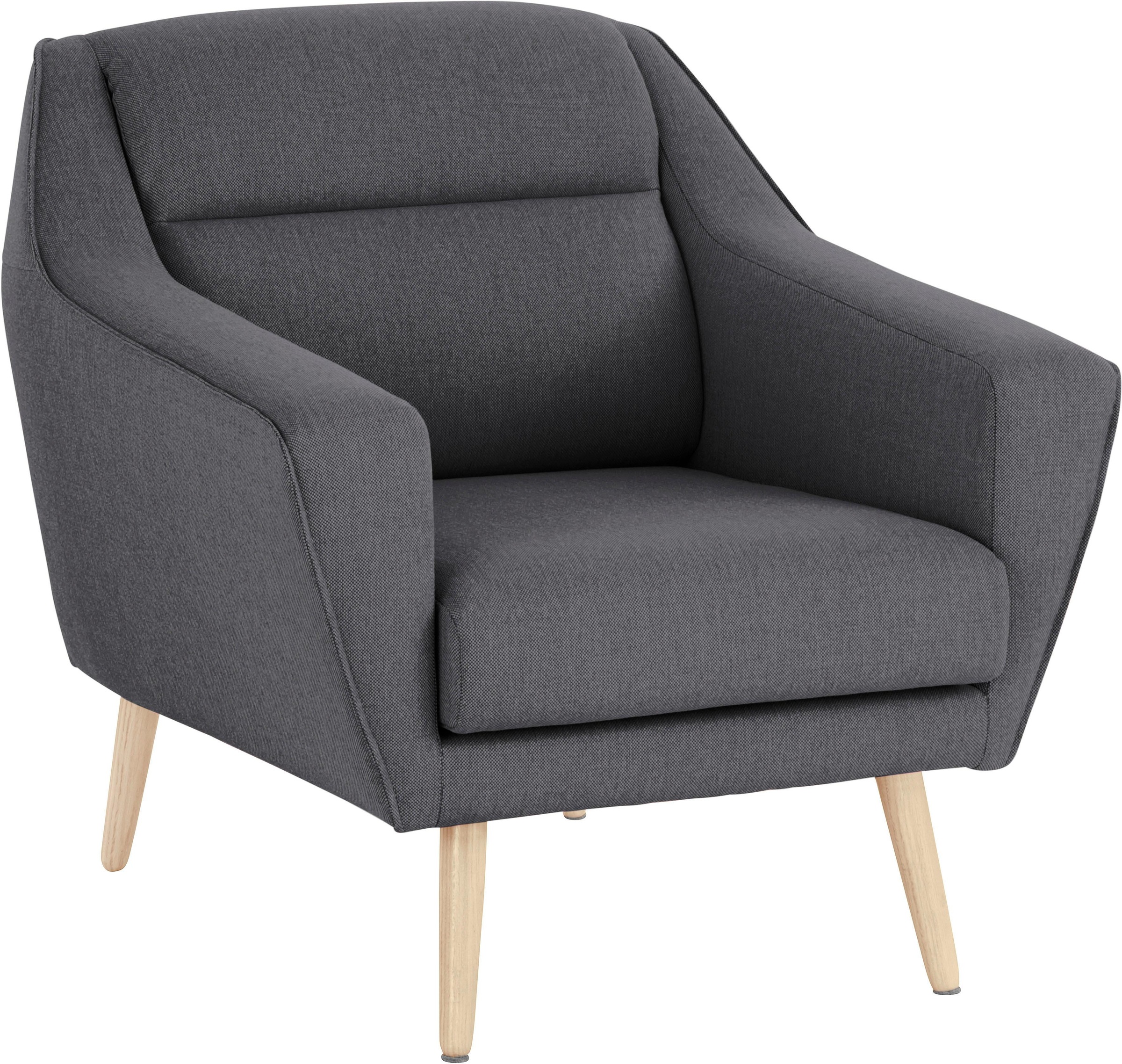 OTTO home Sessel "Bille" mit Naht im Rückenkissen und Eiche-Beinen, Design günstig online kaufen