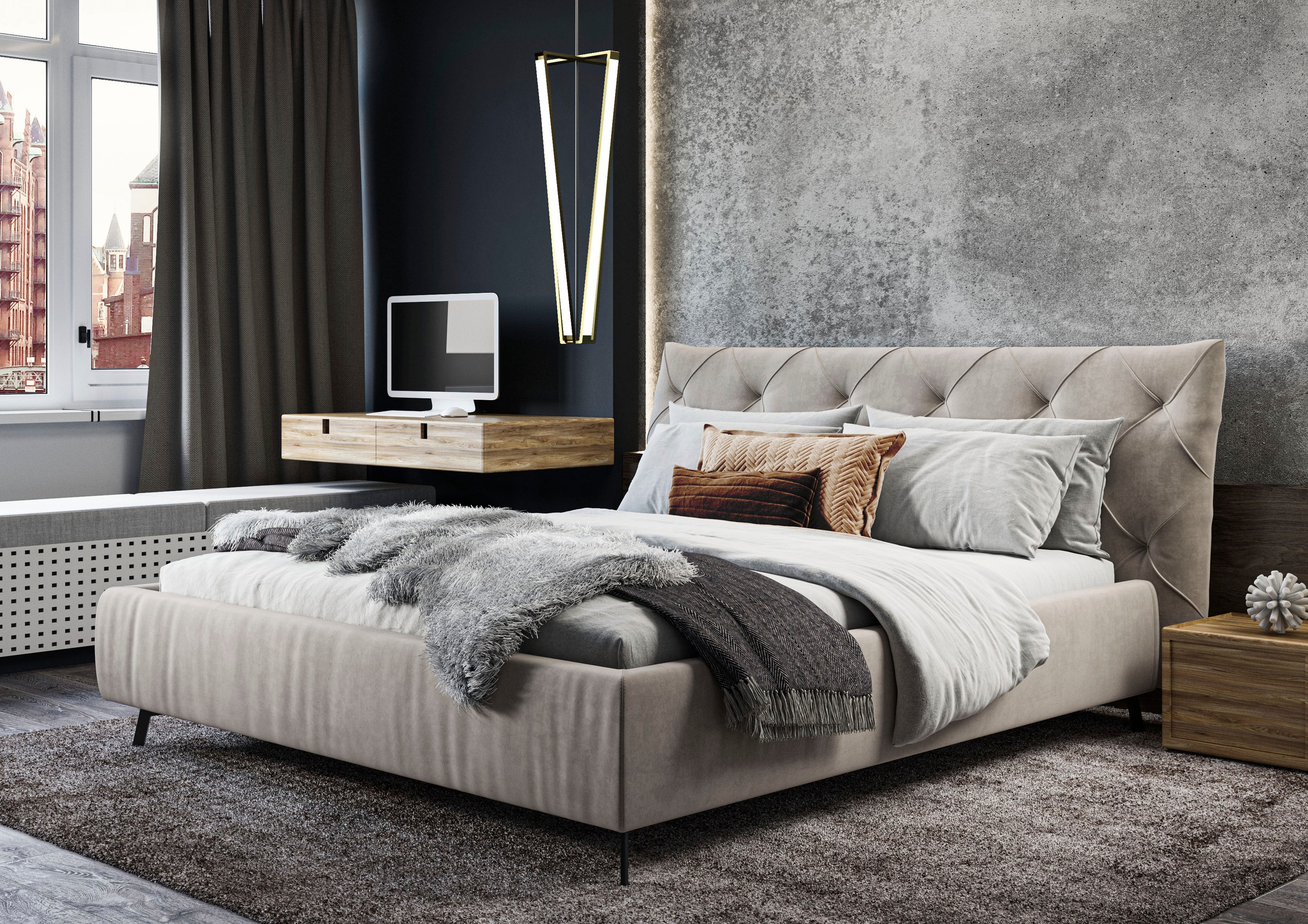 Home affaire Polsterbett "Elloree, in 4 Breiten bis 200cm, auch in Leder" K günstig online kaufen