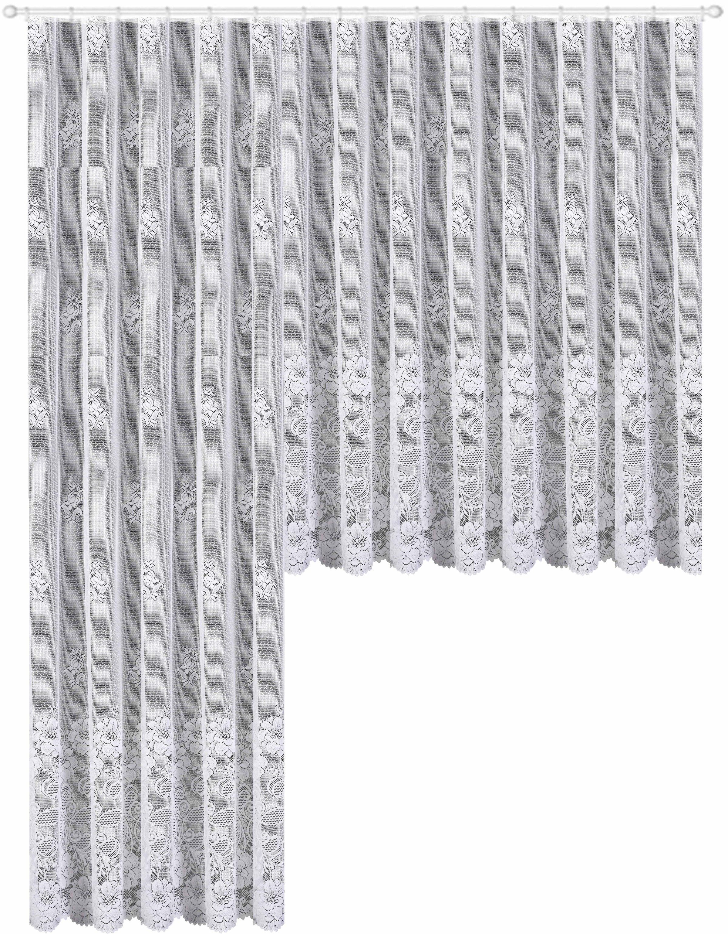 Weckbrodt Gardine »Montello«, (1 St.), Jacquard, strukturiert, Allover,floral,halbtransparent, Bordüre, Store