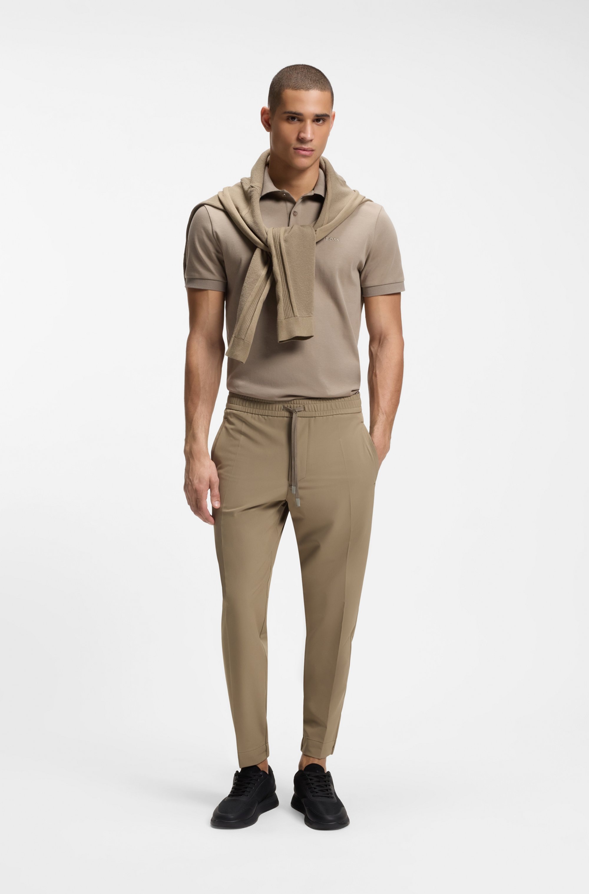 BOSS GREEN Stretch-Hose »T Flex«  Tapered-fit Hose mit elastischem Bund und Kordelzug