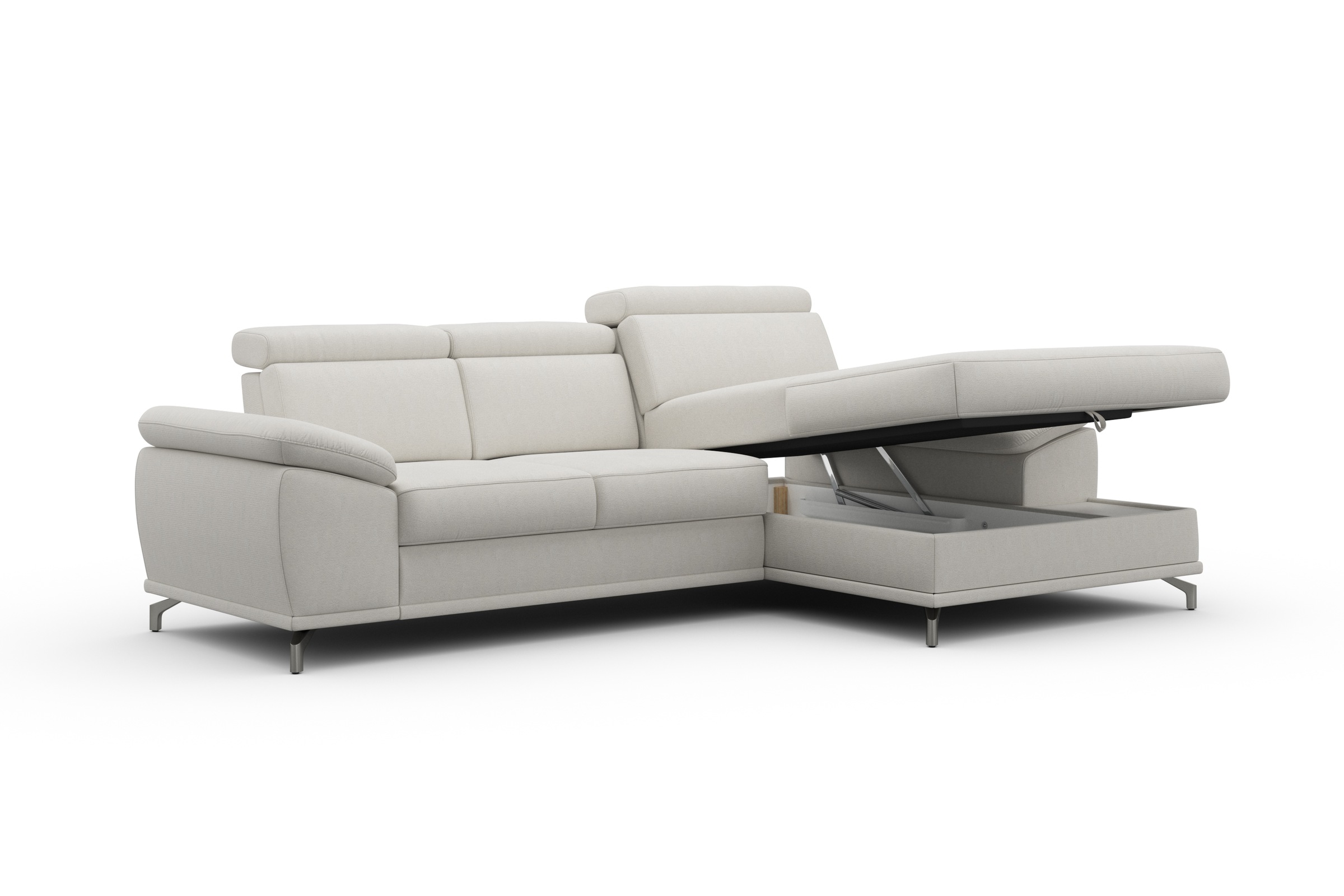 sit&more Ecksofa »Cabrio L-Form, mit Sitztiefenverstellung, Arm- und Kopfteilverstellung«, 2 Nierenkissen, Federkern, optional Bettfunktion und Stauraum