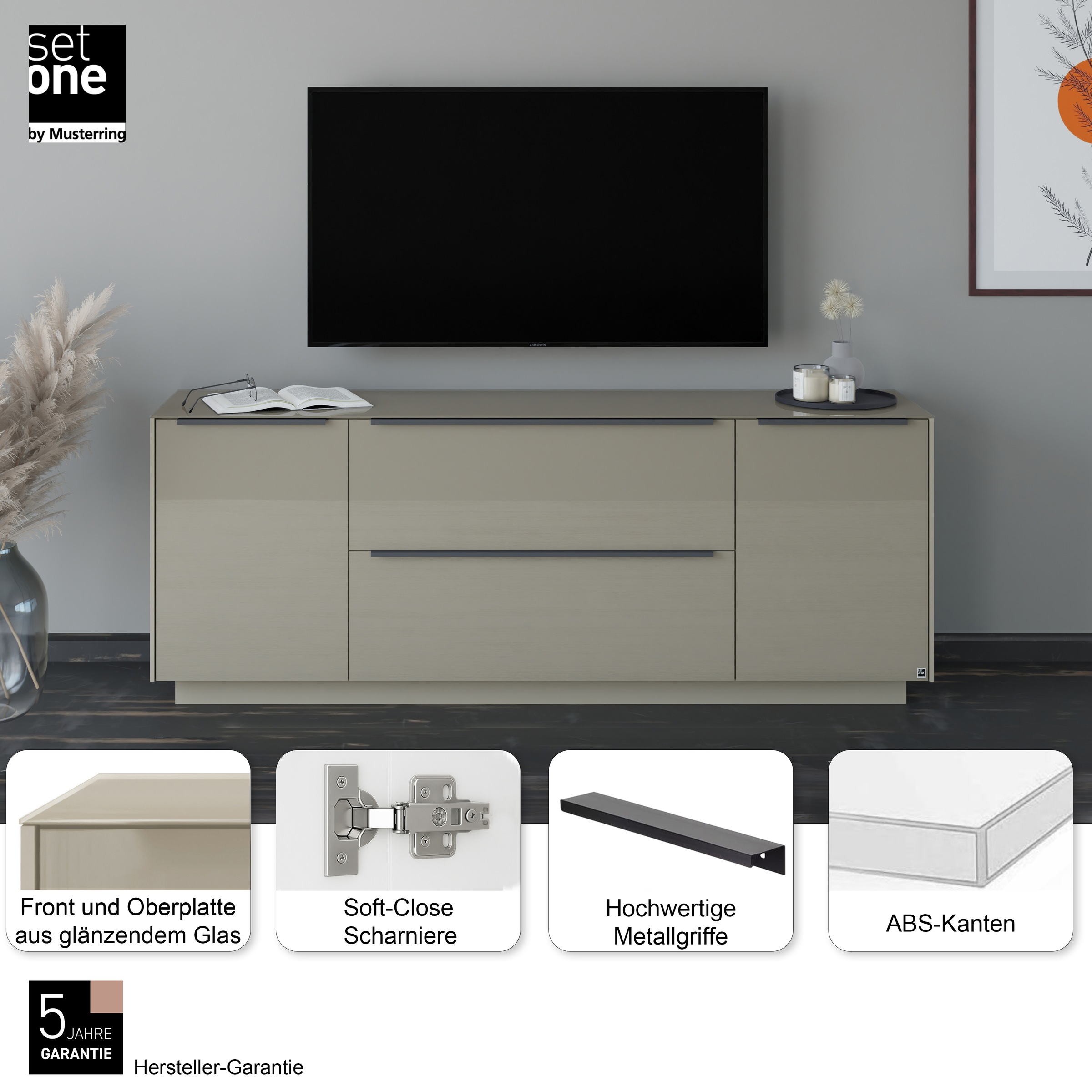 Thumbnail - set one by Musterring Lowboard "Reno" 1 Stk. tlg. Mit Sockel in diversen Farben, 71 cm Höhe & Farbauswahl