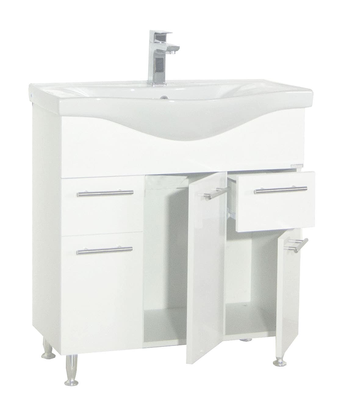VCM Waschbeckenunterschrank »VCM 2-tlg. Waschplatz Waschtisch Badmöbel Set Waschbecken Schubladen Drehtüren Lisalo XL«, (2 St.)