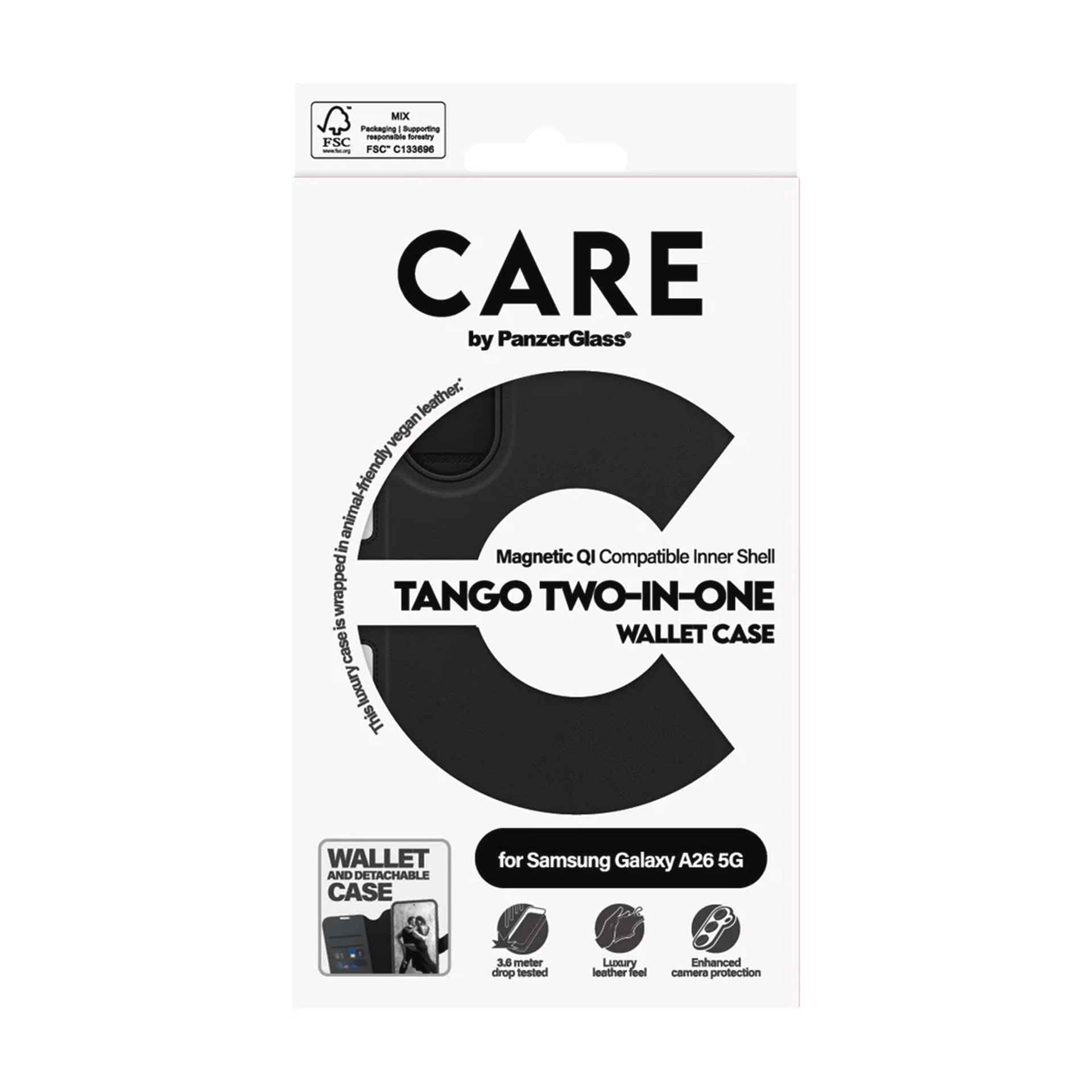 CARE by PanzerGlass Handyhülle »Tango Two-in-One Wallet Case für Samsung Galaxy A26 5G«, Samsung Galaxy A26 5G, Backcover, Schutzhülle, Handyschutzhülle, Case, Schutzcase, stoßfest