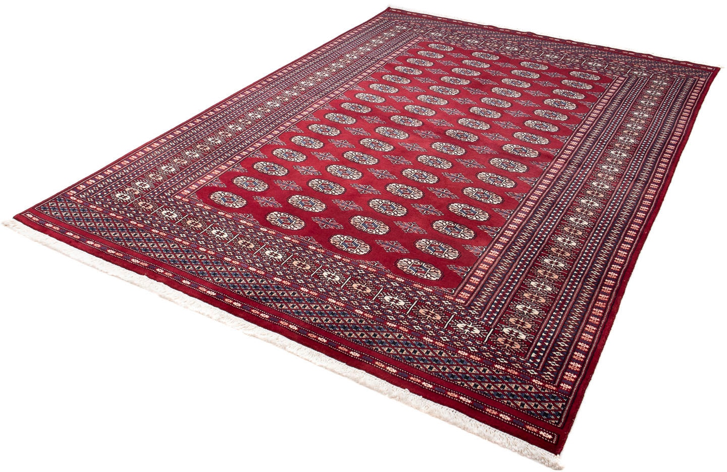 morgenland Orientteppich "Afghan - Buchara - 240 x 170 cm - dunkelrot", rechteckig, 7 mm Höhe, Wohnzimmer, Handgeknüpft,