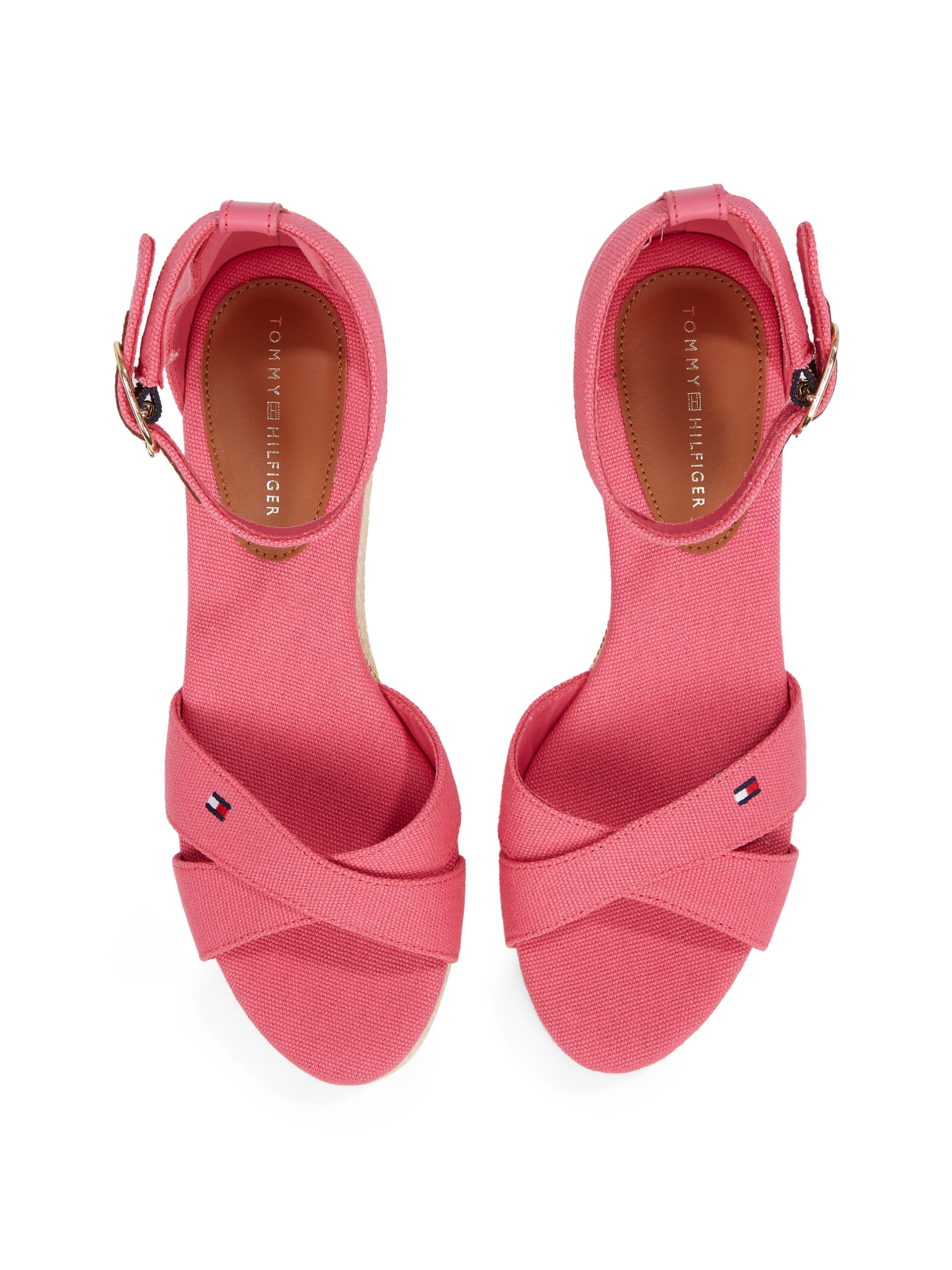 Tommy Hilfiger Keilsandalette »FLAG CRISS-CROS MID WEDGE ESPAD«, Riemchensandale, Sommerschuh mit verstellbarer Schnalle