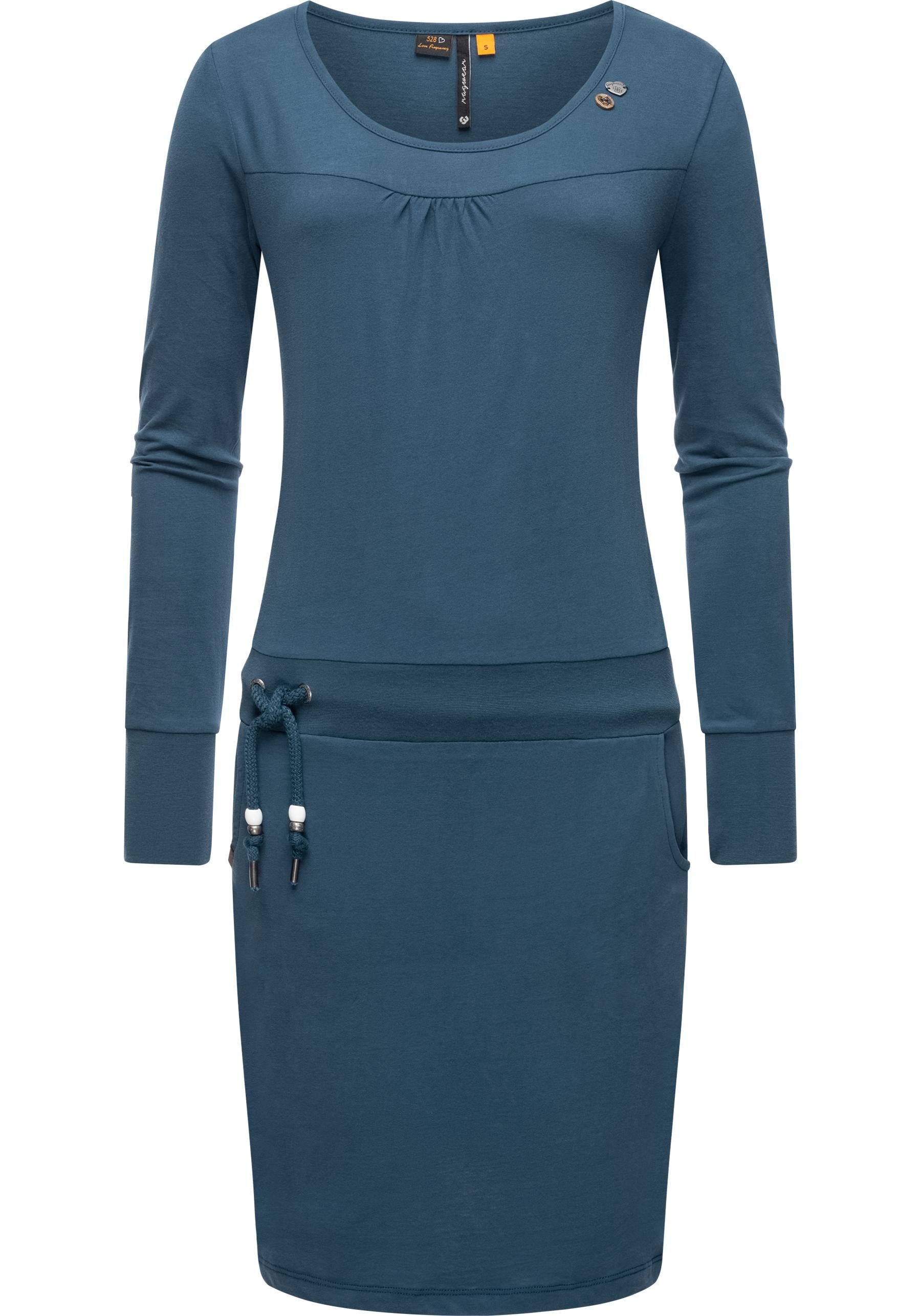 Jerseykleid »Penellope«, Langärmliges Damen Baumwoll-Kleid mit Taillenzugband