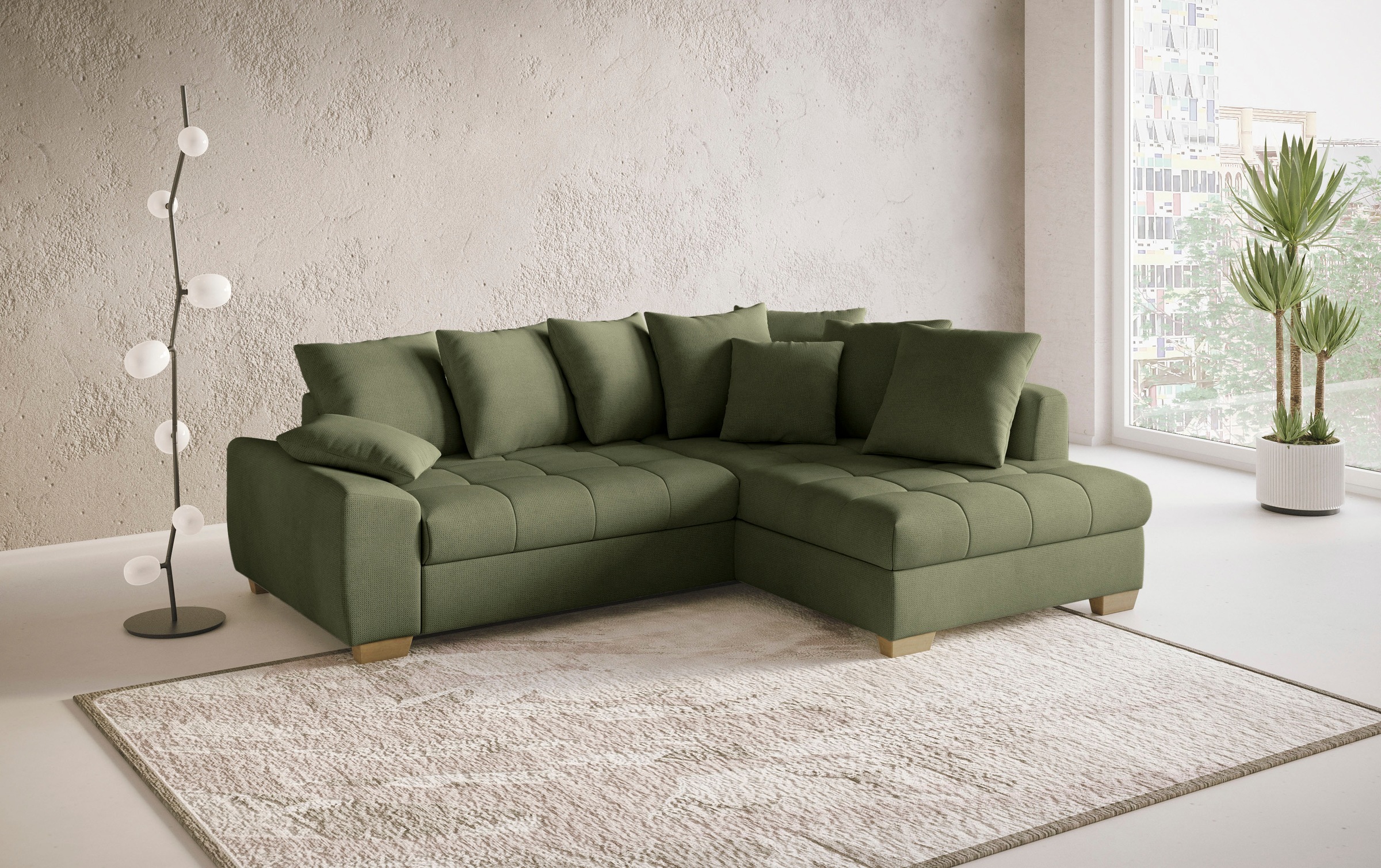 Mr. Couch Ecksofa »Nikita II, L-Form« Wahlweise mit Bettfunktion, Bettkasten & RGB-LED-Beleuchtung