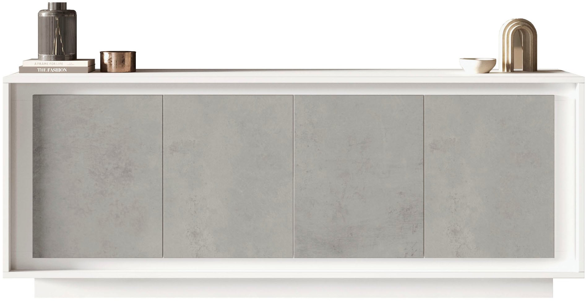 Home affaire Sideboard "Sky, B/T 207/50 cm, Kommode/Anrichte/Stauraumschrank, 4 Türen" Softclosing, Korpus & Front 22 mm stark, Rahmen-Optik
