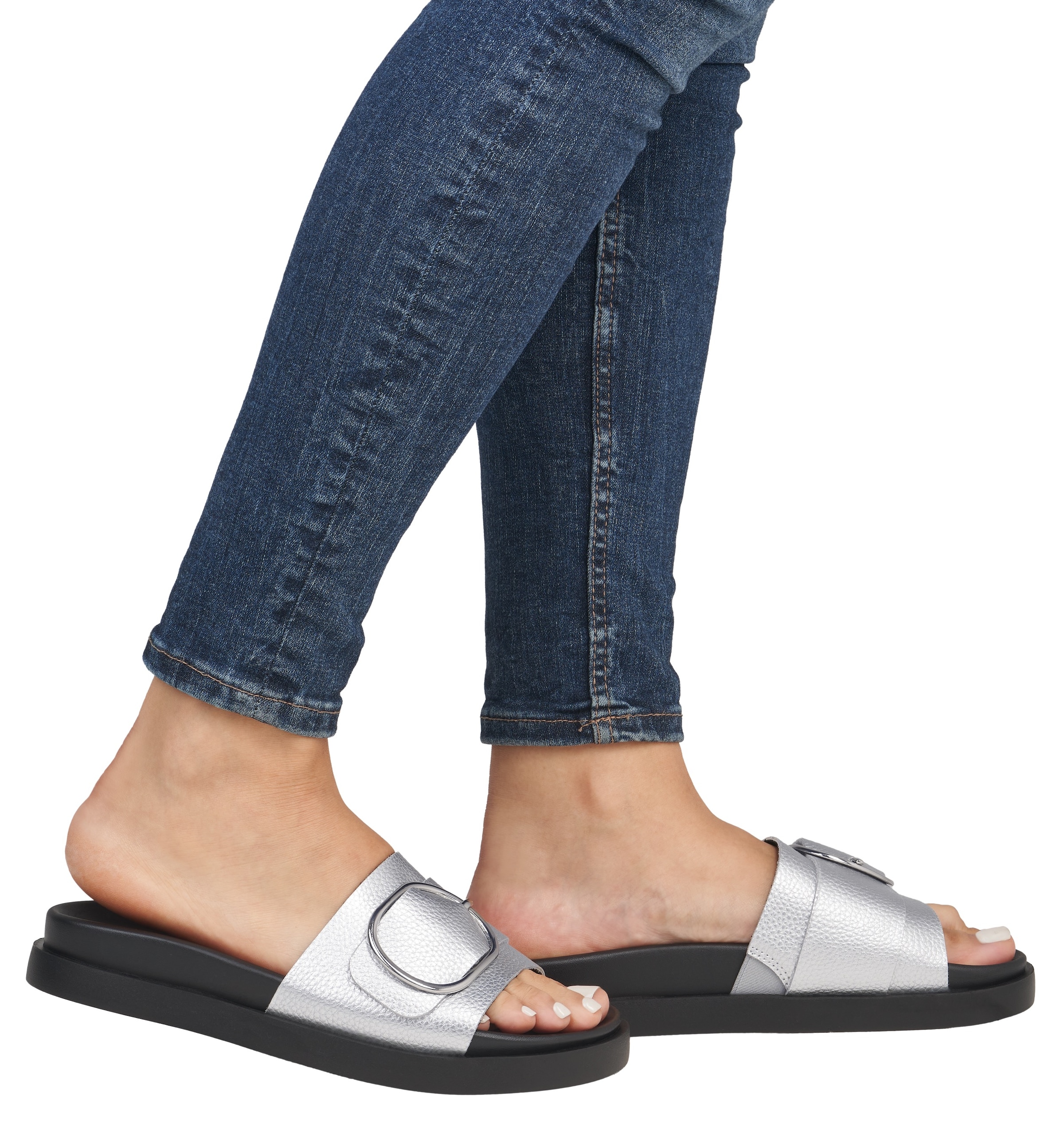 RIEKER Sport Pantolette, Sommerschuh, Strandschuh, Urlaubschuh, Hausschuh mit Zierschnalle
