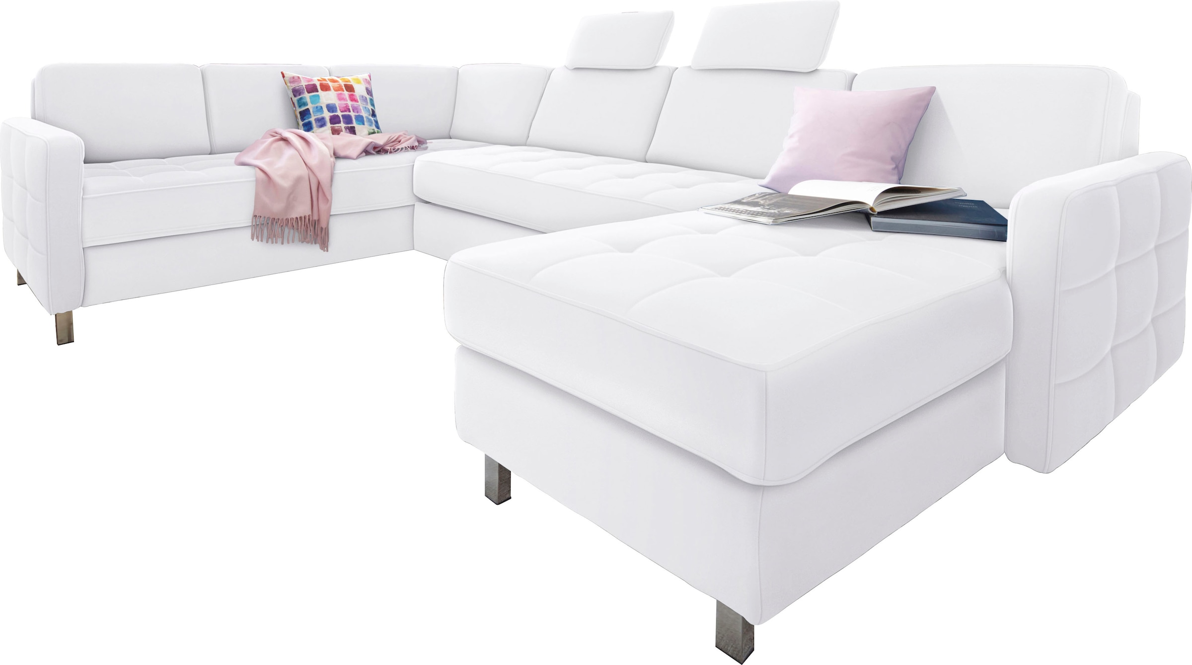 sit&more Wohnlandschaft "Pablo U-Form, B: 292cm, inkl. 2 Kopfstützen" wahlweise mit Schlaffunktion und Bettkasten