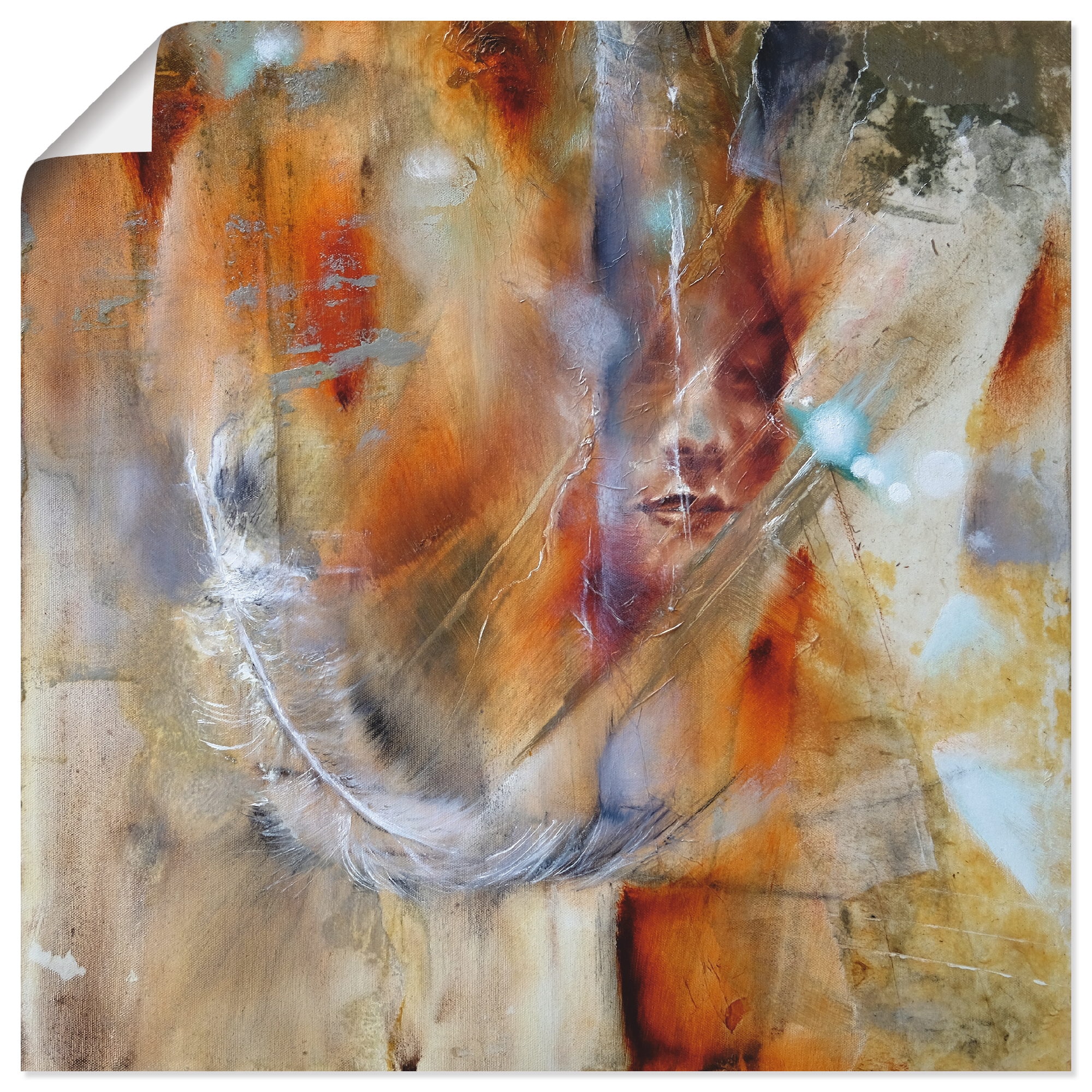 Artland Wandbild »Cora mit Feder«, Frau, (1 St.), als Alubild, Leinwandbild,  Wandaufkleber oder Poster in versch. Größen kaufen | BAUR