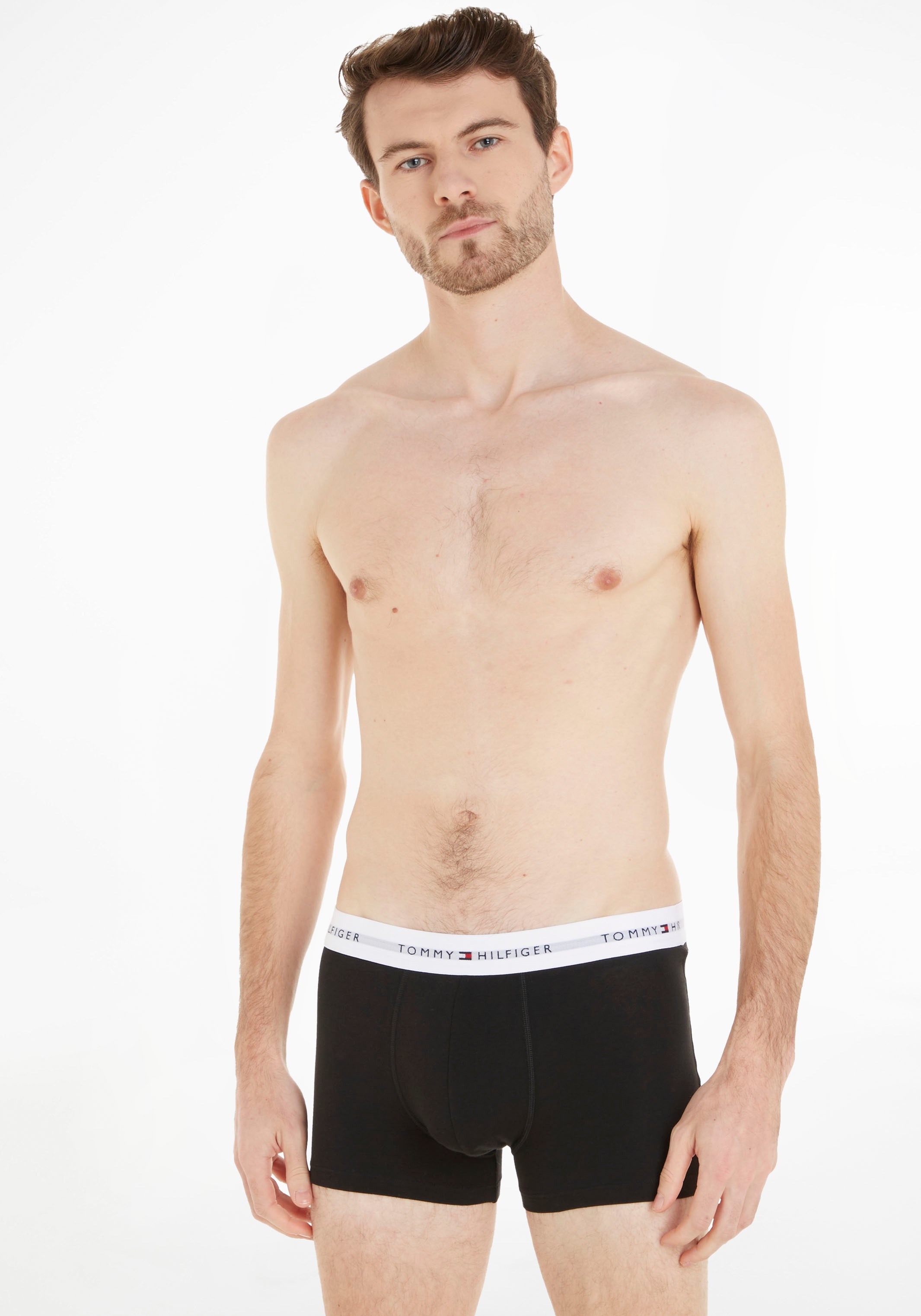 Tommy Hilfiger Underwear "TRUNK 3 PACK" 3 Stk. mit kontrastfarbenem Logobun günstig online kaufen