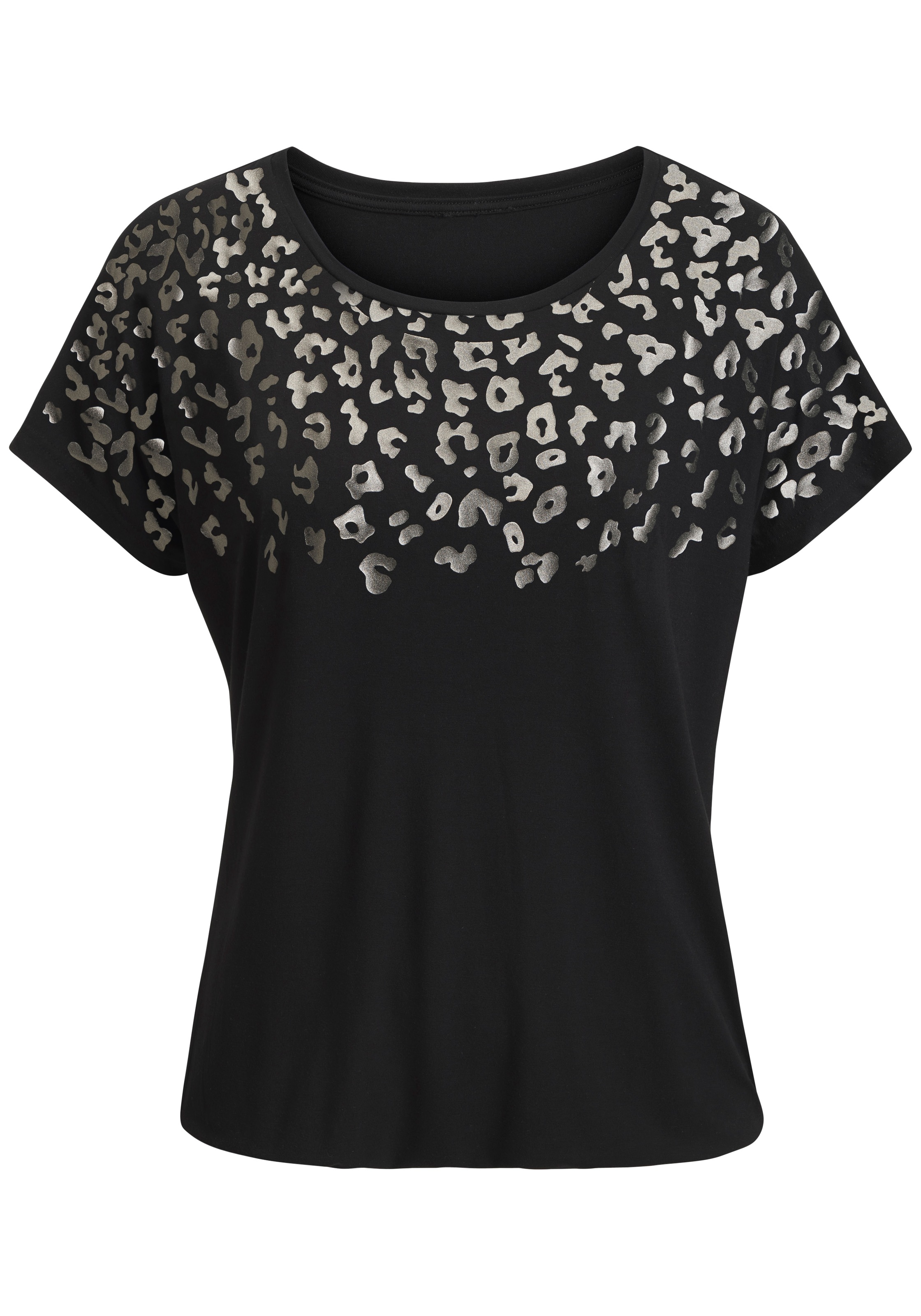 LASCANA Kurzarmshirt »mit Leo-Print« aus angenehmer Viskose-Qualität