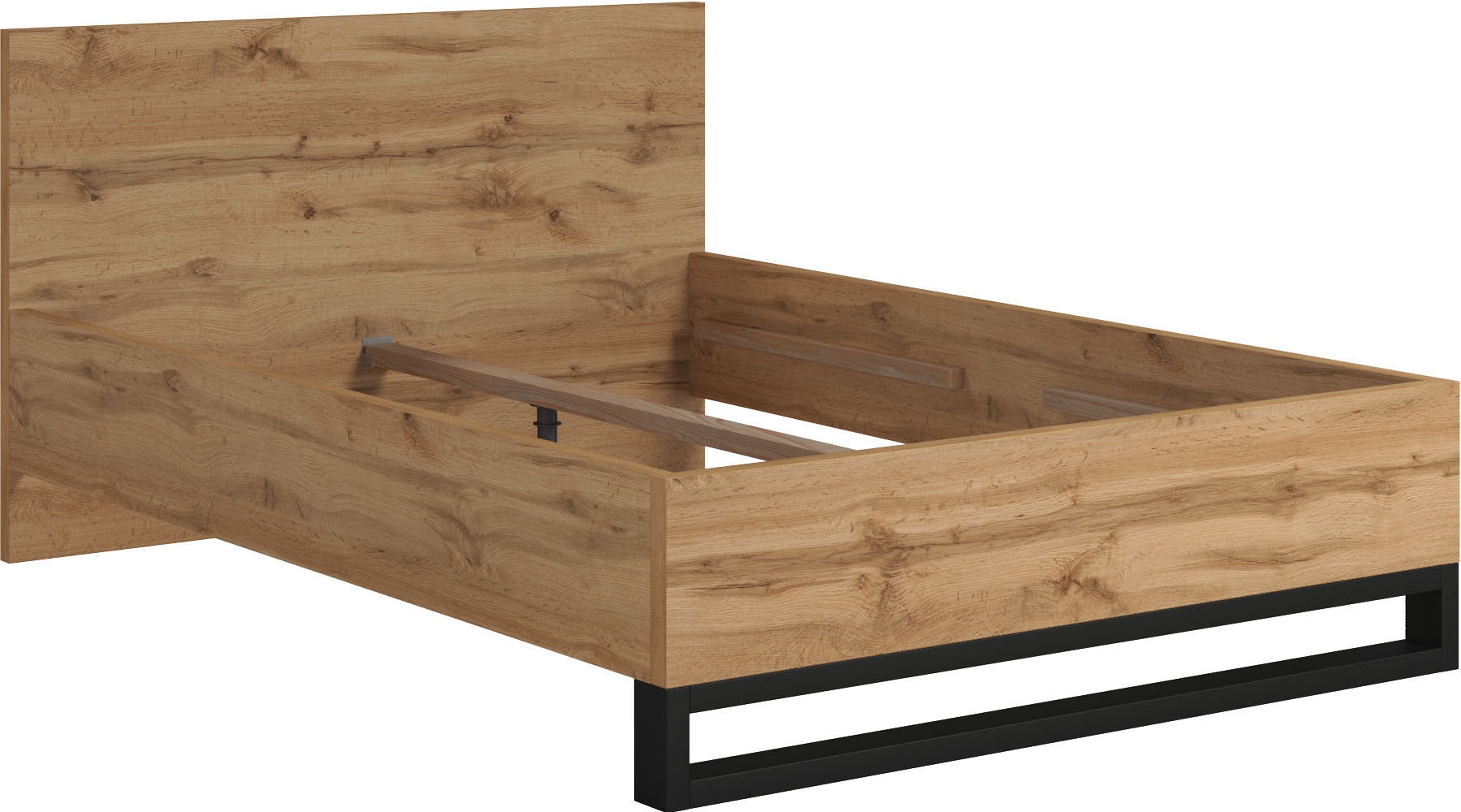 Home affaire Bettgestell "Bronne, Topeseller, Industrial Design" In den Breiten 140cm, 160cm und 180cm, Stauraumbett in drei Breiten, stabil mit Kufen in Metalloptik