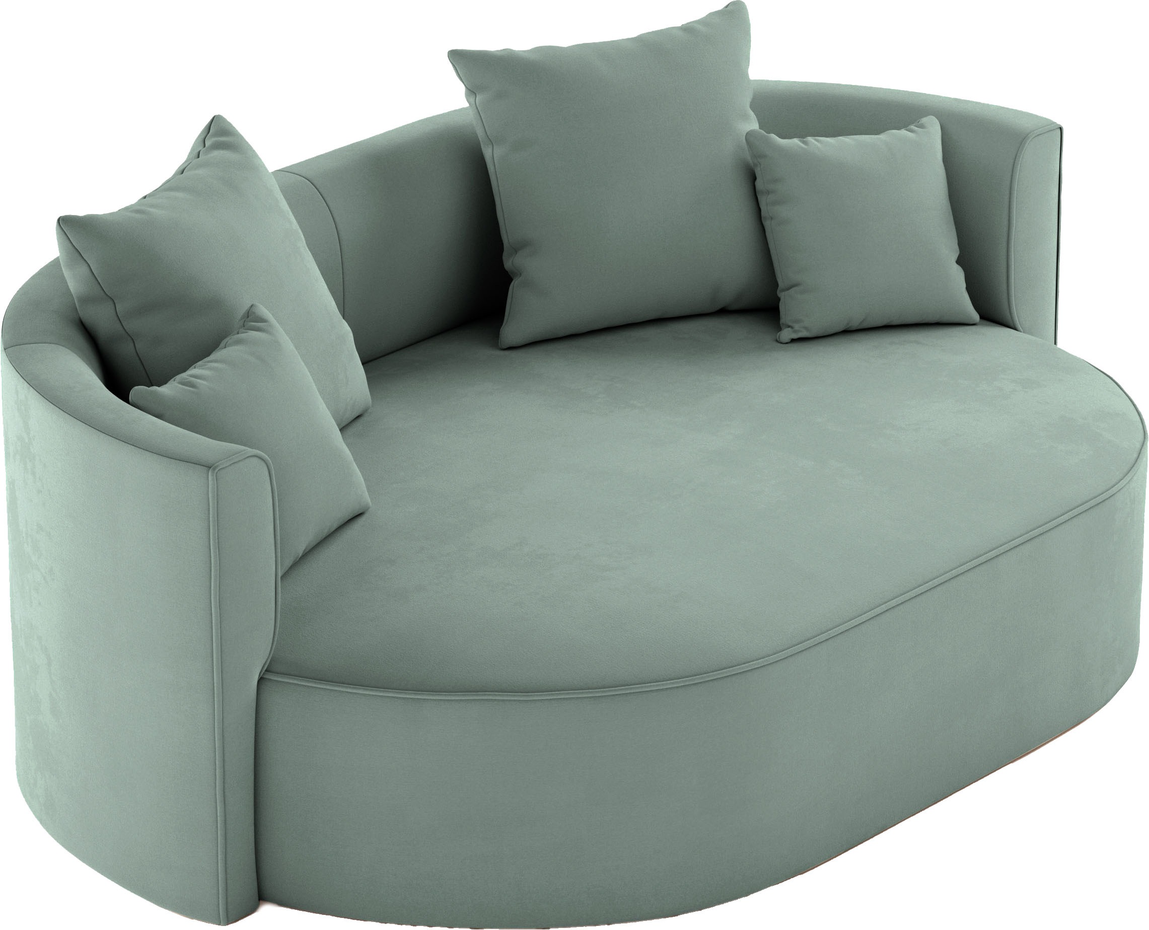 LeGer Home by Lena Gercke 2,5-Sitzer »ISALIE, rundes Loungesofa, mit Kissen, perfekt gepolstert«, moderne Stoffe, mit 4 Zierkissen, extra große Sitzfläche