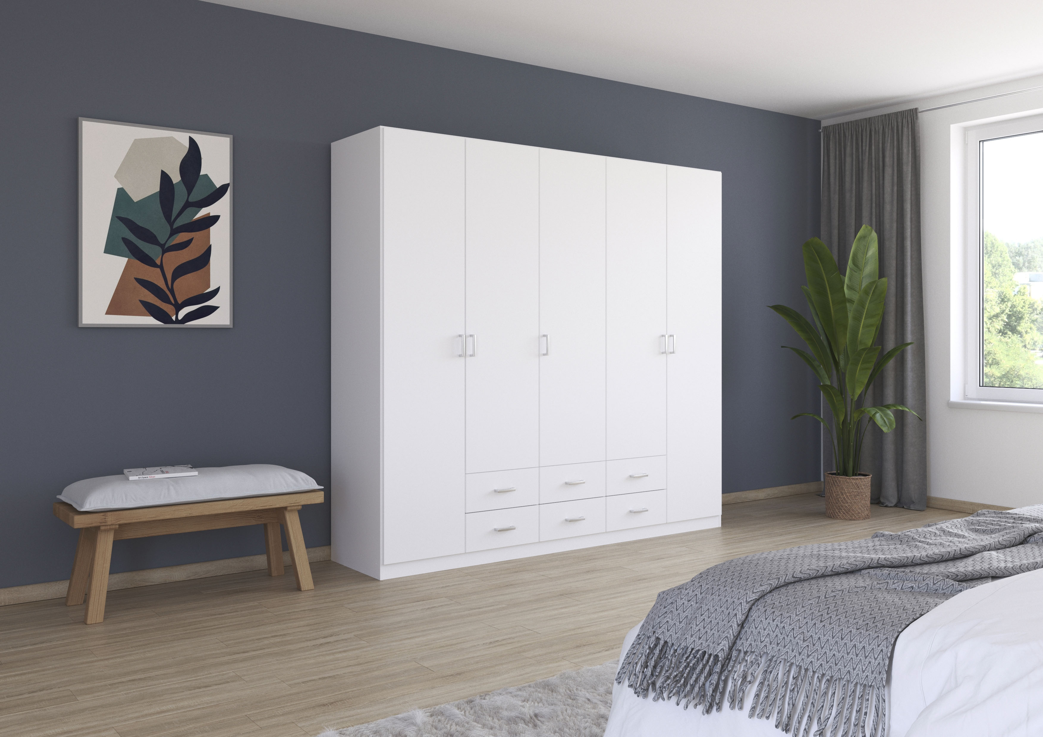 rauch Drehtürenschrank "Kleiderschrank Garderobe GAMMA Breiten 226 cm" in 3 Ausstattungen BASIC/CLASSIC/PREMIUM (inkl. SOFT-CLOSE-Funktion), mit Schubladen, verschiedene Griff-Varianten TOPSELLER MADE IN GERMANY