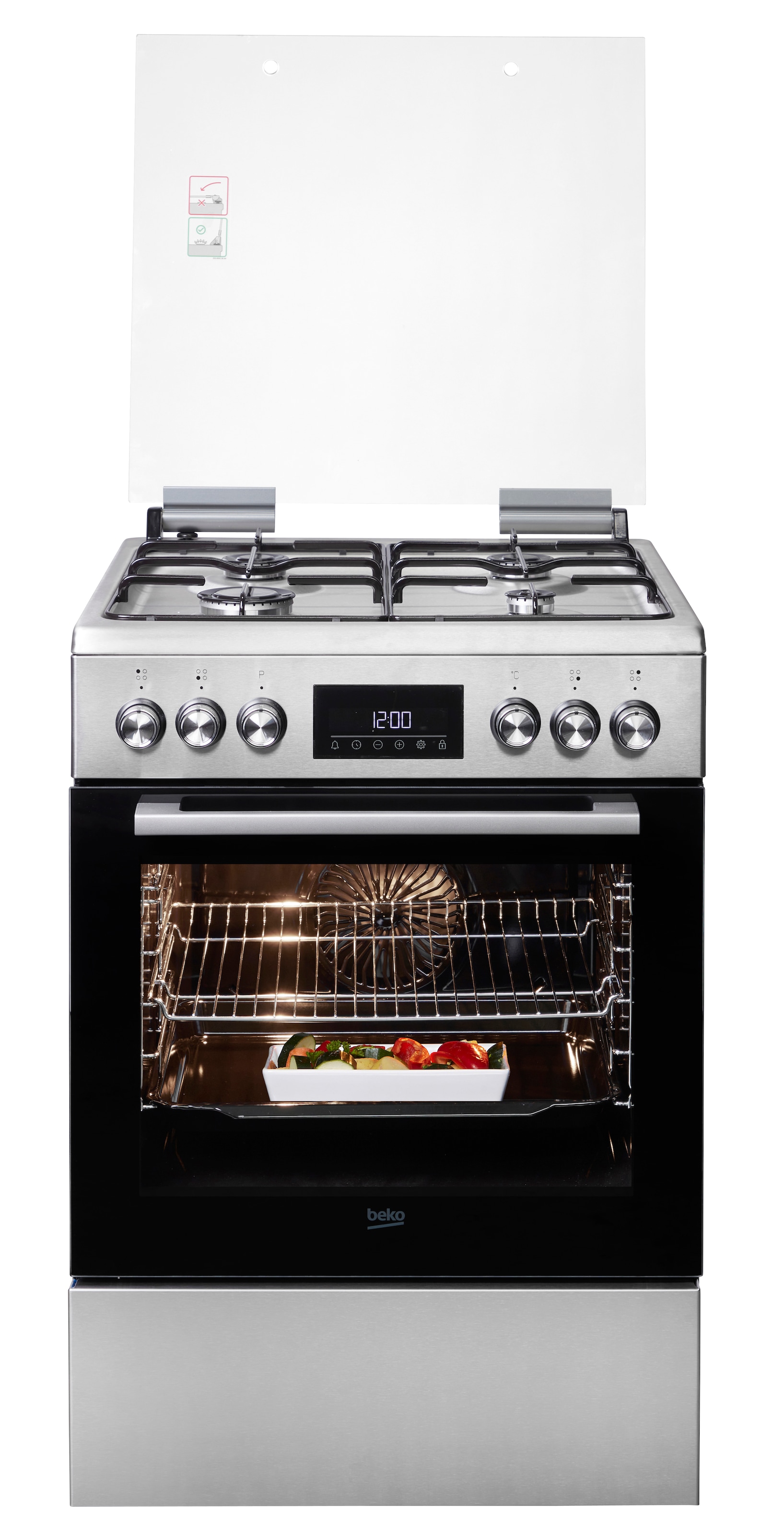 BEKO Gas-Standherd "FBM62320XDSL", grau, Herdsets, Multifunktionsdisplay – Übersichtliche Information auf einen Blick