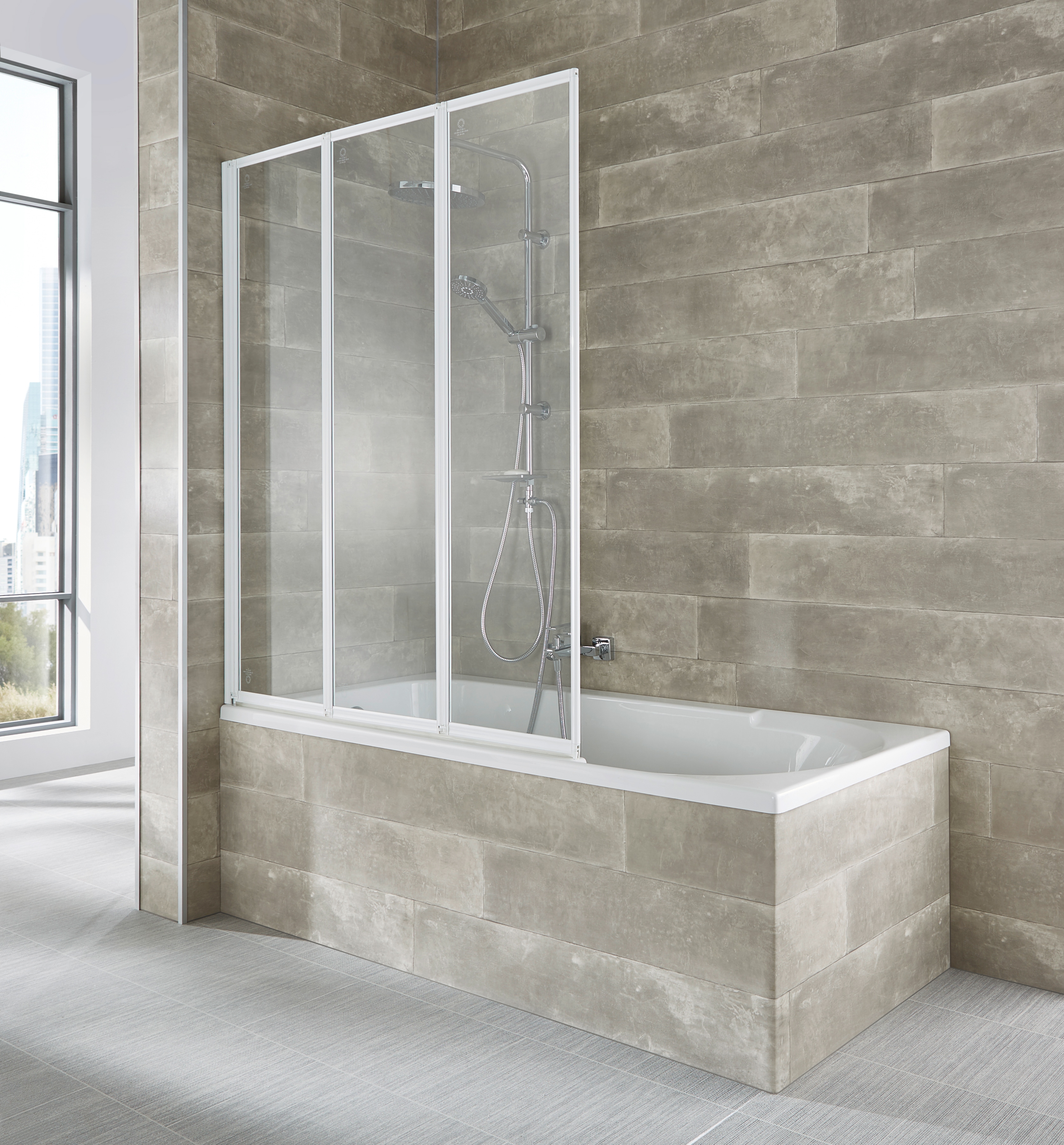 Badewannenaufsatz WELLTIME, B:120cm H:140cm, weiß, Duschwände, "Nassau", Badewannenfaltwand, Spritzschutzwand für Badewanne, Glaswand