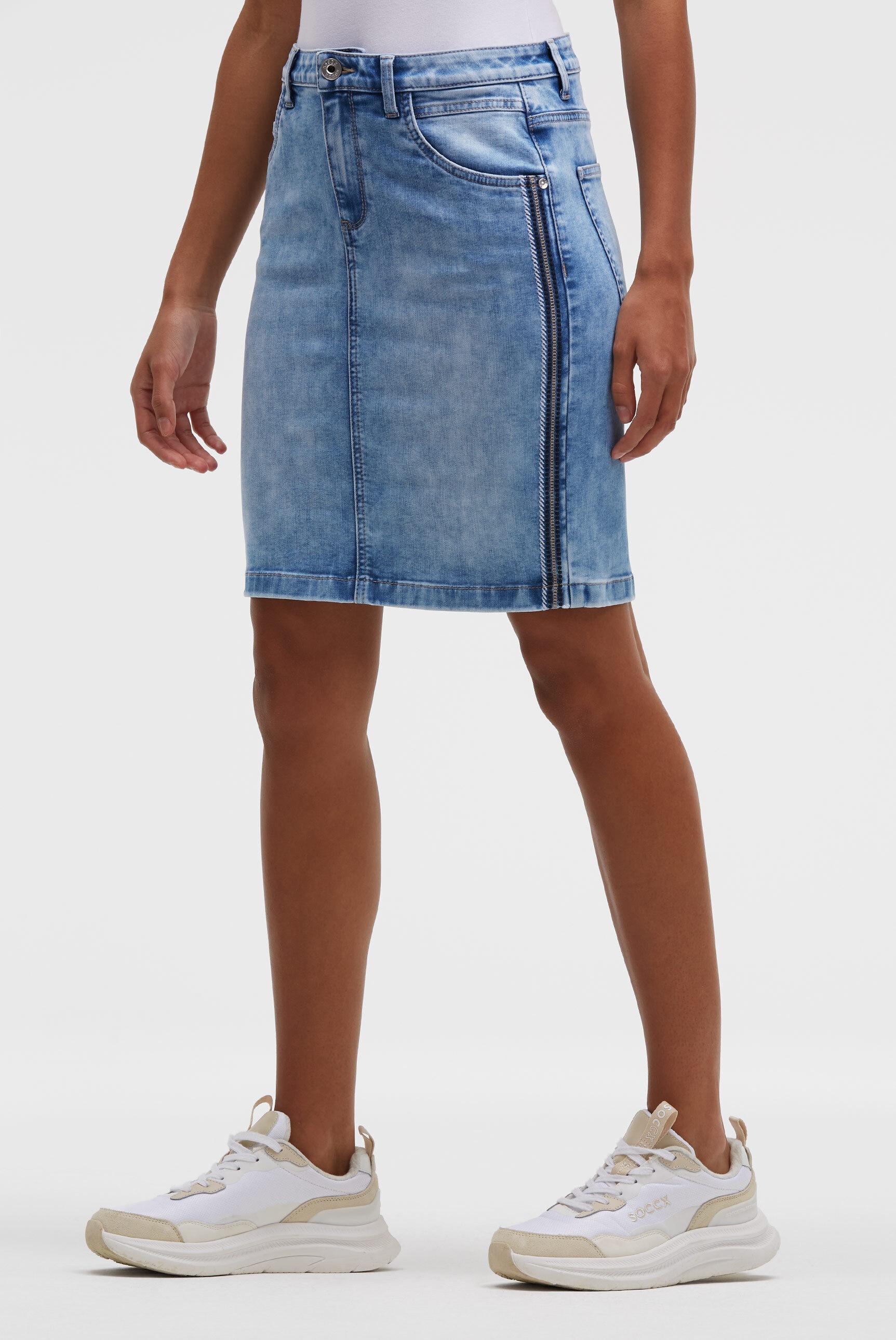SOCCX Jeansrock mit Gehschlitz