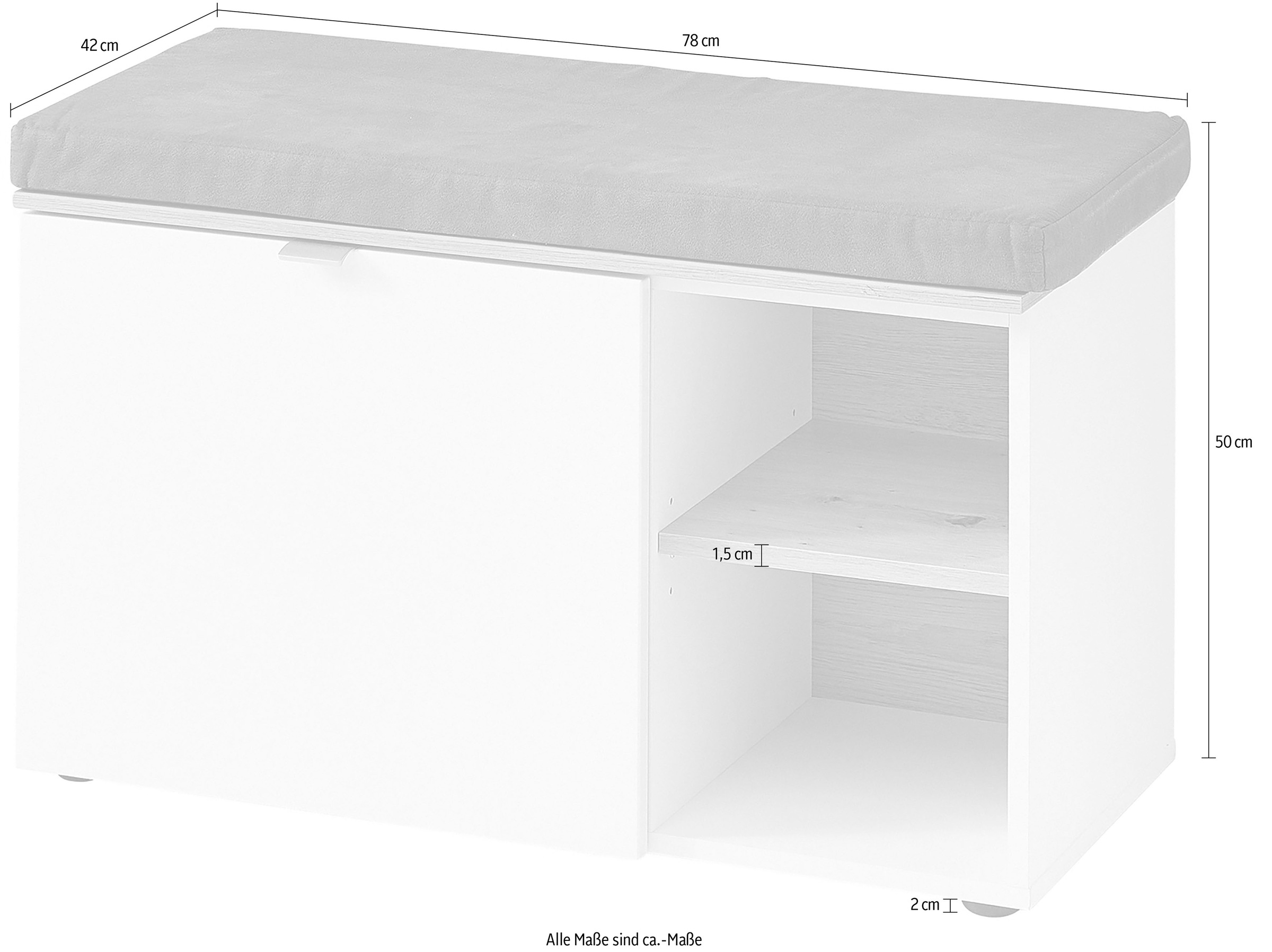 Innostyle Schuhschrank »Bari Schuhbank inkl. Sitzkissen, BxHxT 78x50x38 cm«, (1 St.), 1 türig, 4 Fächer, Softclose, ABS Kantenschutz