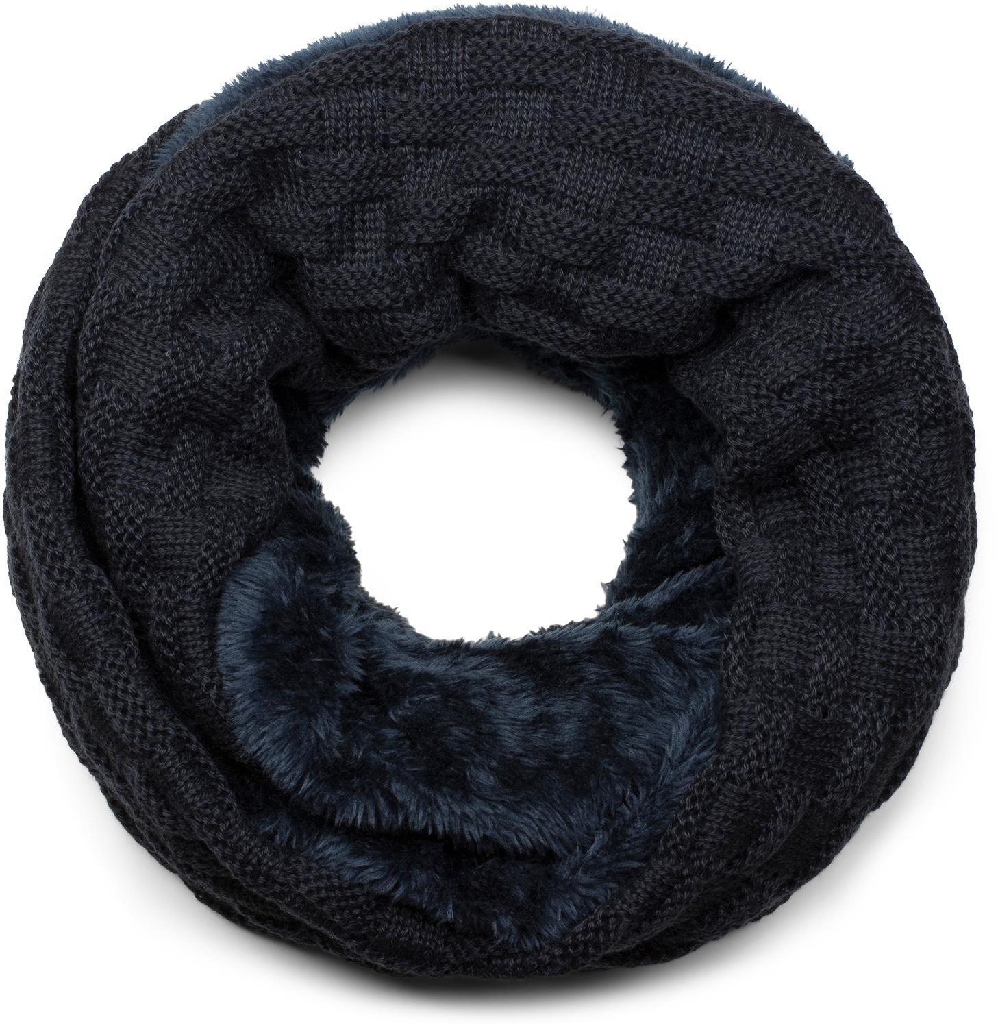 styleBREAKER Strickschal "Feinstrick Loop mit Flecht Muster und Teddyfleece" 1 Stk.