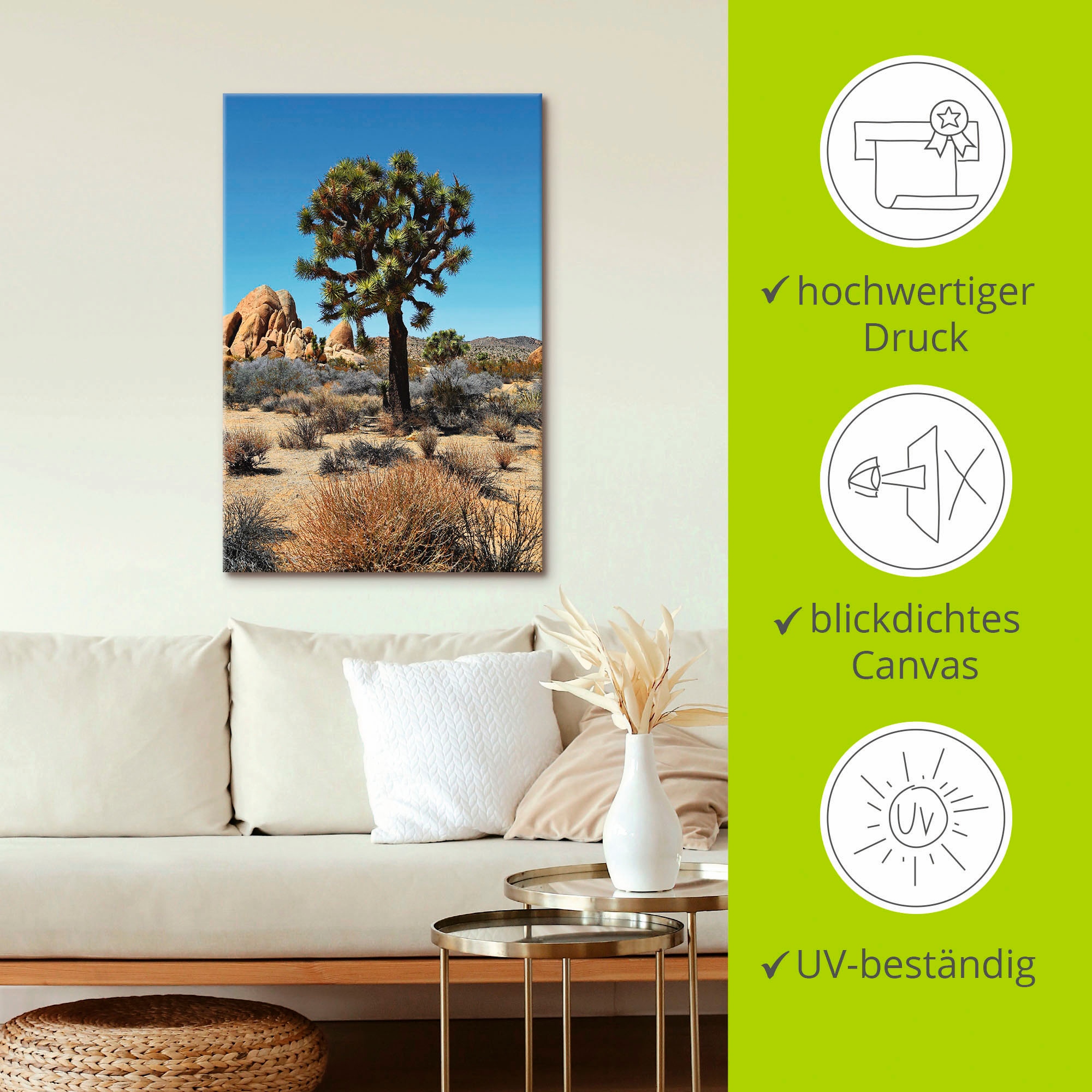 Artland Leinwandbild »Joshua Tree in der Mojave Wüste III«, Wüste, (1 St.), auf Keilrahmen gespannt