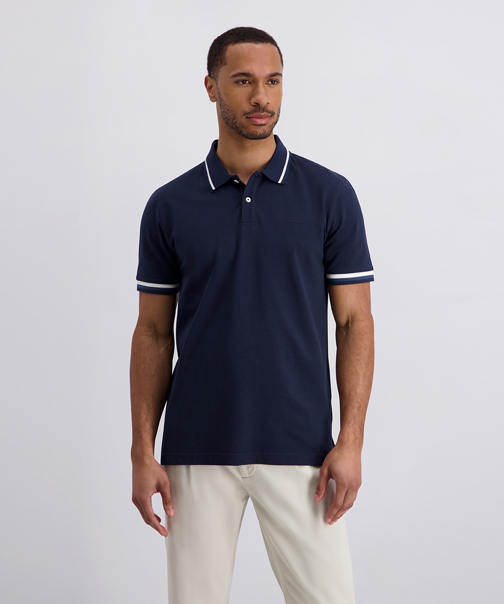 Pierre Cardin Poloshirt "Poloshirt uni piquee kontrast" mit Logo Schriftzug