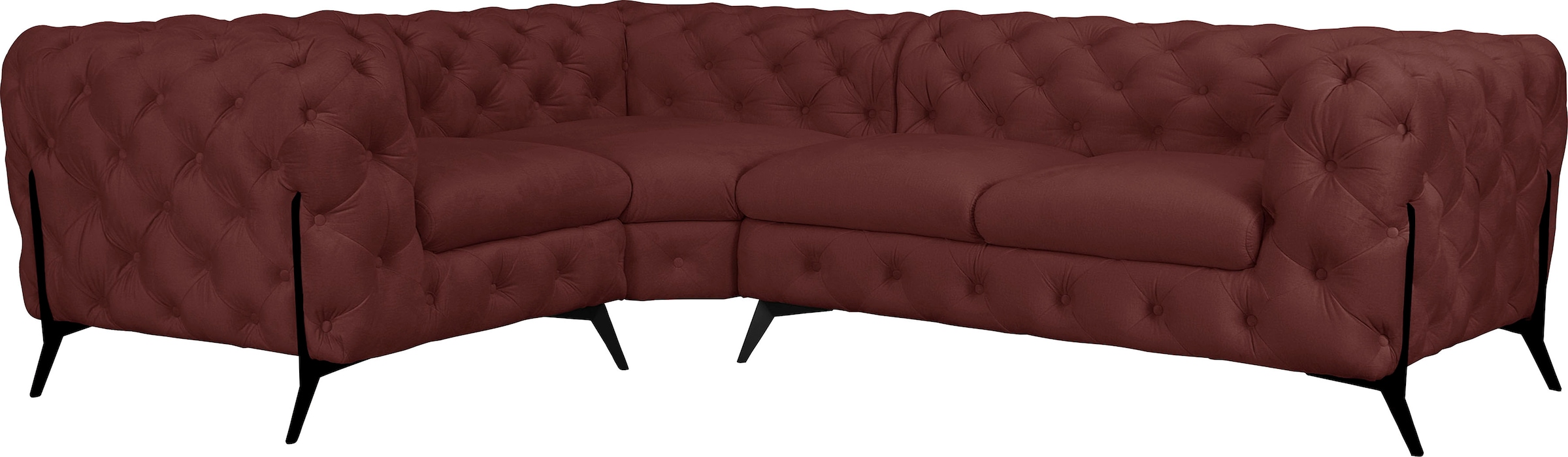 Leonique Chesterfield-Sofa "Amaury L-Form", moderne Chersterfield-Optik, Breite 262 cm, Fußfarbe wählbar