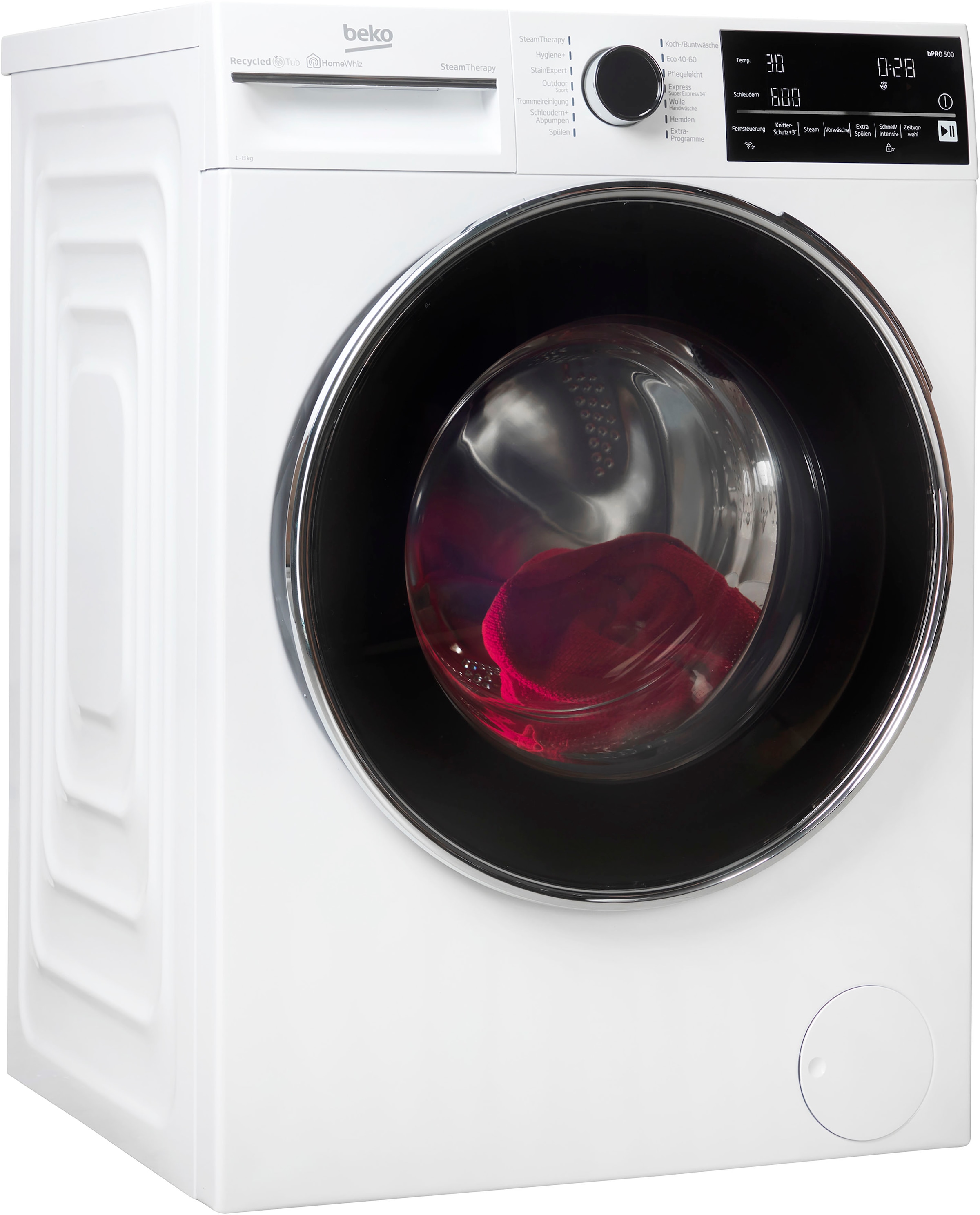 BEKO Waschmaschine "B5WFT78410W", Energieeffizienz: A (A-G), weiß, B:60cm H:84cm T:58cm, Waschmaschinen, Dank SteamCure beseitigt Dampf Flecken und reduziert Falten