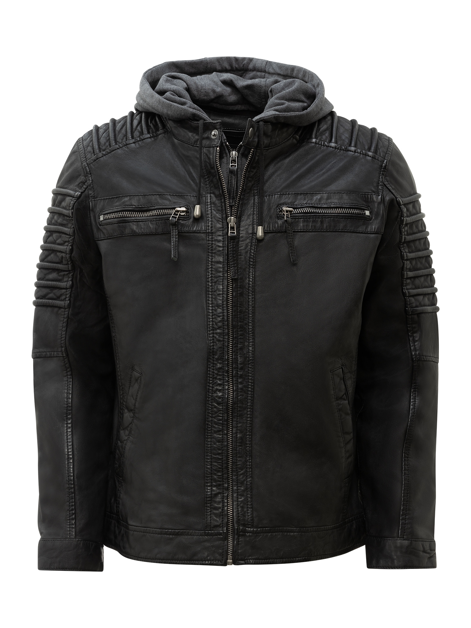 RICANO Bikerjacke "Lederjacke 12815 Hood" Handgefertigt aus echtem Leder
