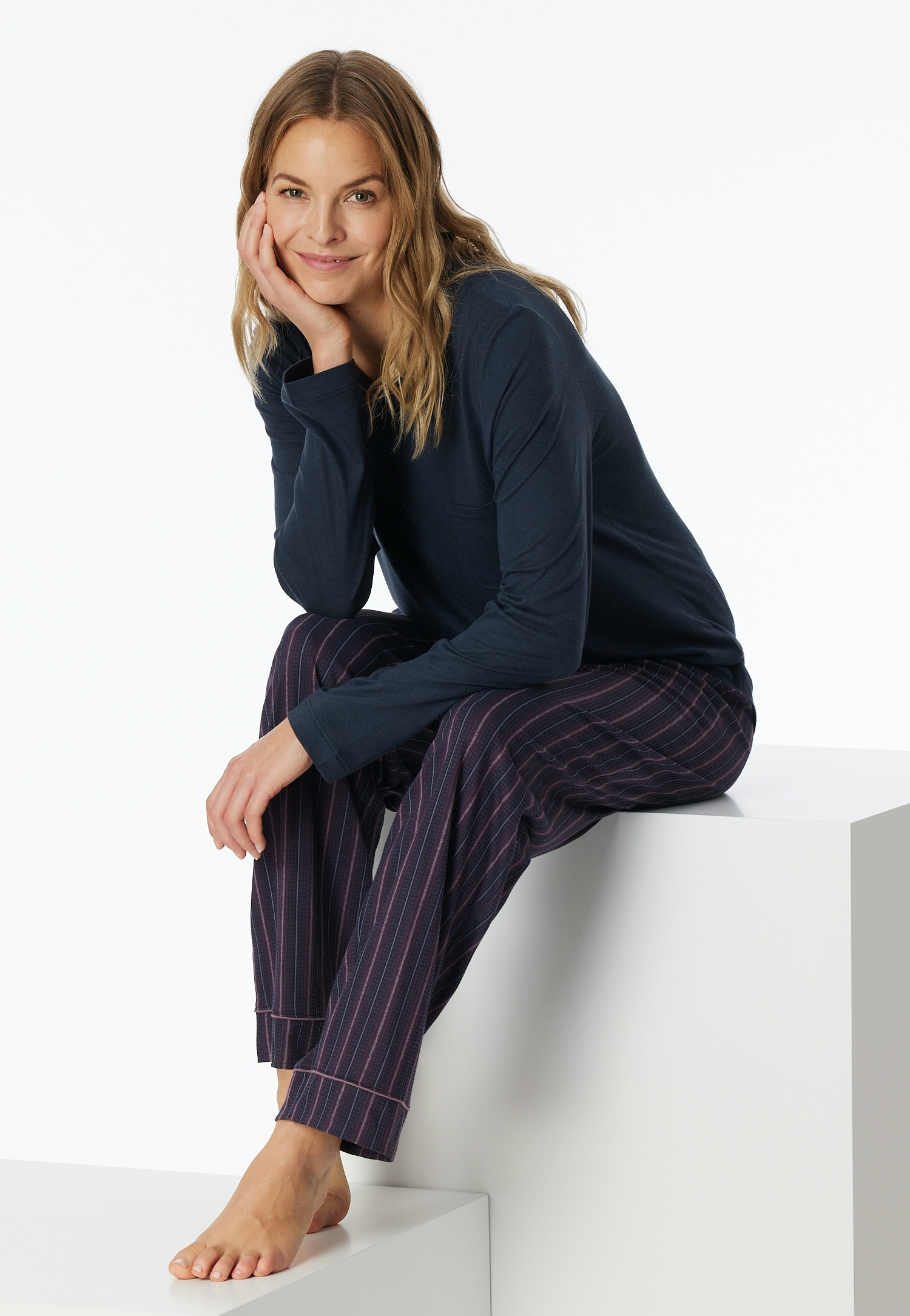 Schiesser Schlafanzug »Comfort Nightwear«, (2 tlg.), mit cooler Muster-Hose