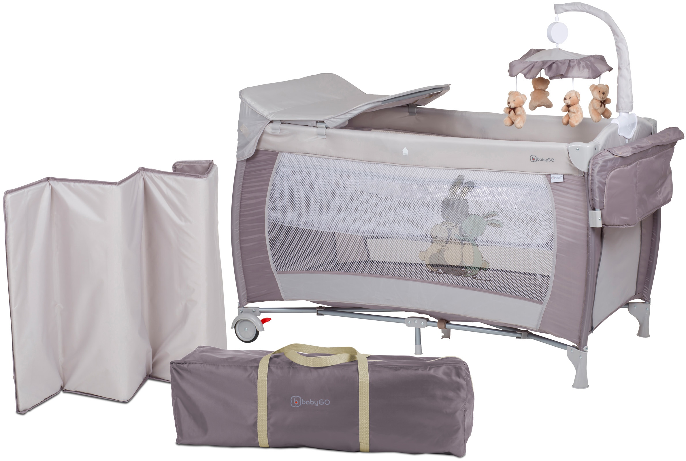 Baby-Reisebett »Sleeper Deluxe, beige«, mit Musik-Mobile