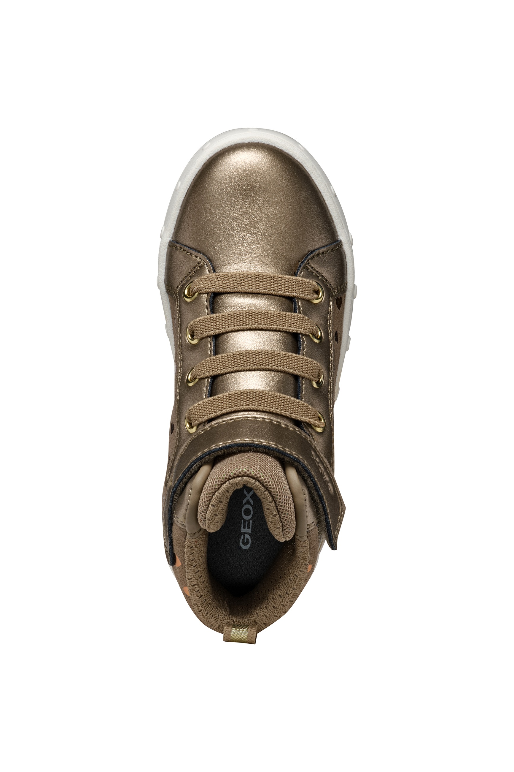 Geox Sneaker »J SKYLIN GIRL Blinkschuh«, Schnürboots mit Glitzer, Blinkfunktion, Größenschablone zum Download