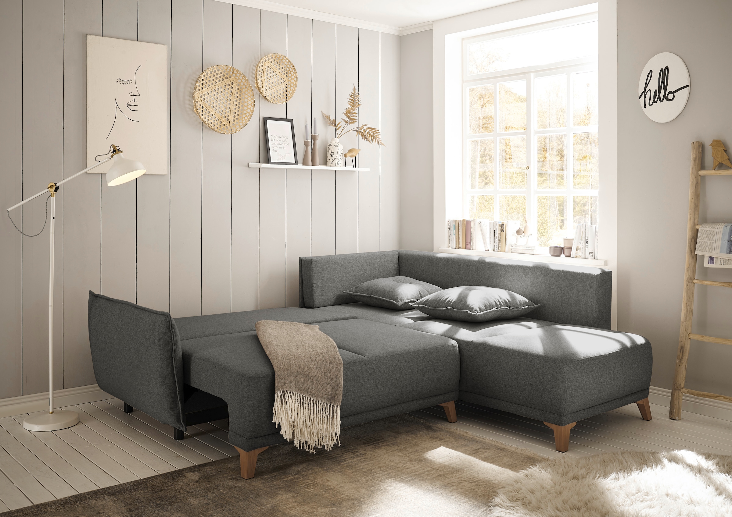 ED EXCITING DESIGN Ecksofa "Pamplona L-Form", mit Bettfunktion, Bettkasten günstig online kaufen