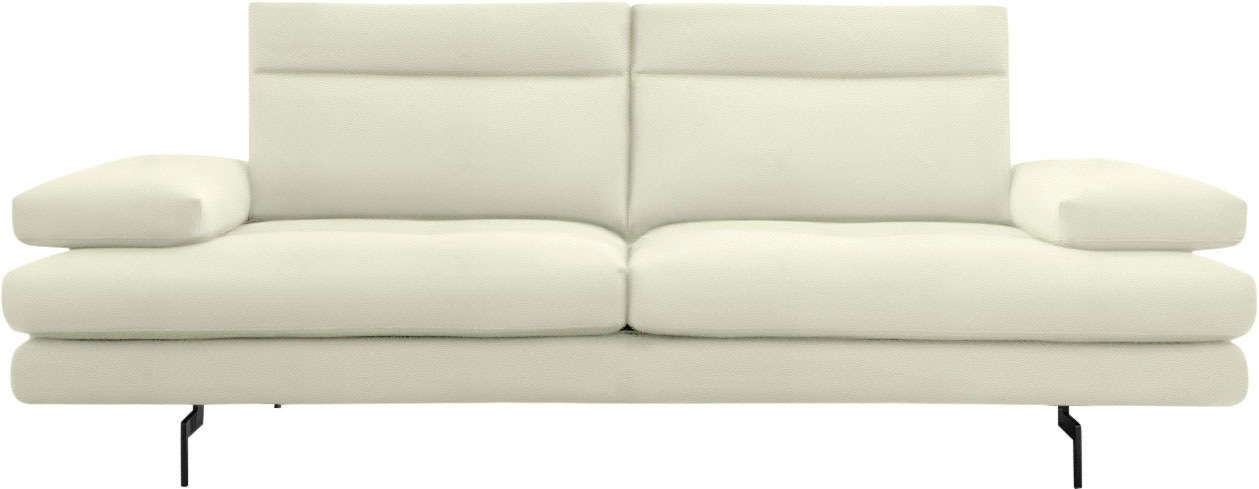 CALIA ITALIA 3-Sitzer »Toby Wing, Designsofa, hochwertige Verarbeitungsdetails, bequem«, inkl. Sitztiefenverstellung und Armteilfunktion, Füße in Schwarz matt