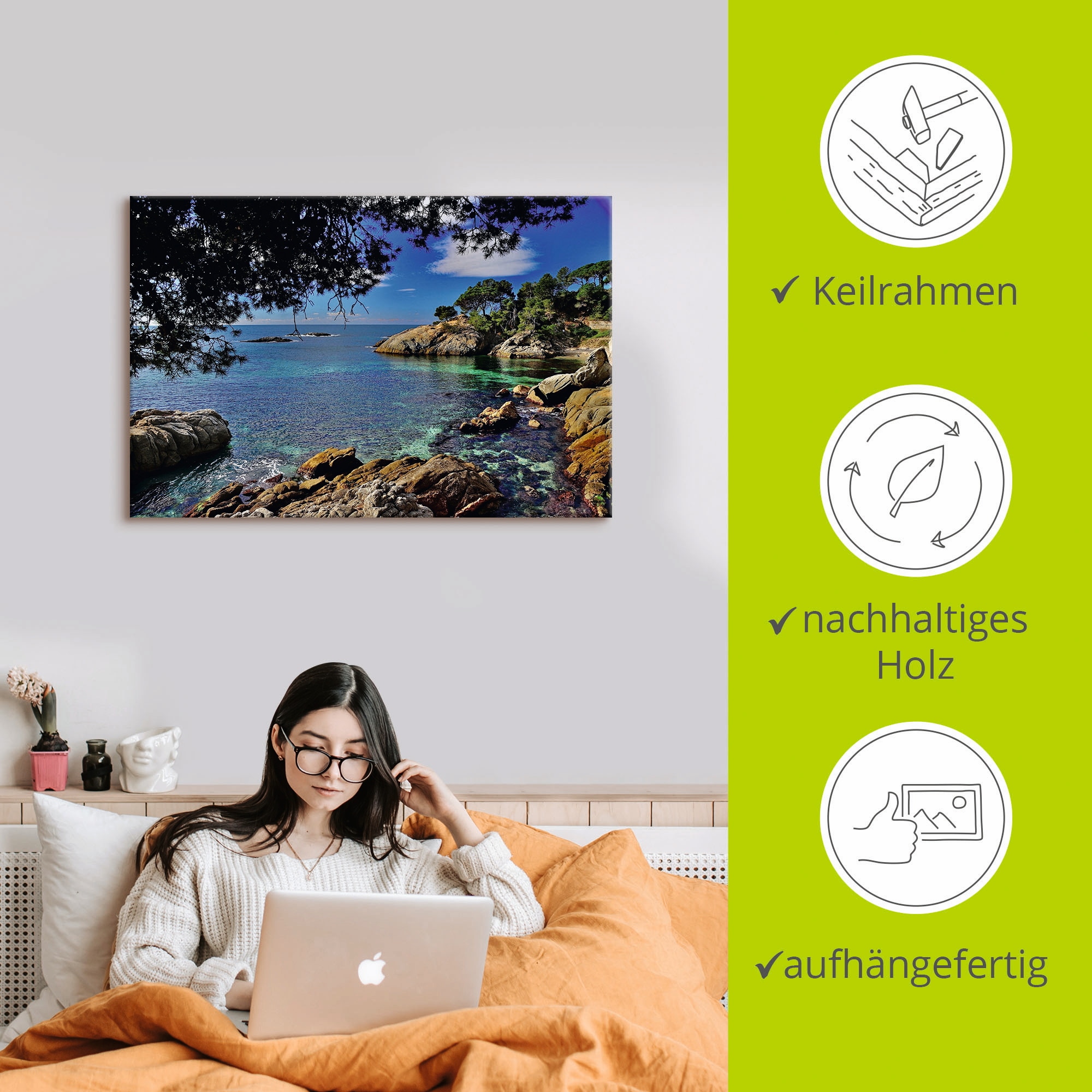 Artland Wandbild »Farben der Costa Brava«, Küste, (1 St.), als Leinwandbild, Poster, Wandaufkleber in verschied. Größen