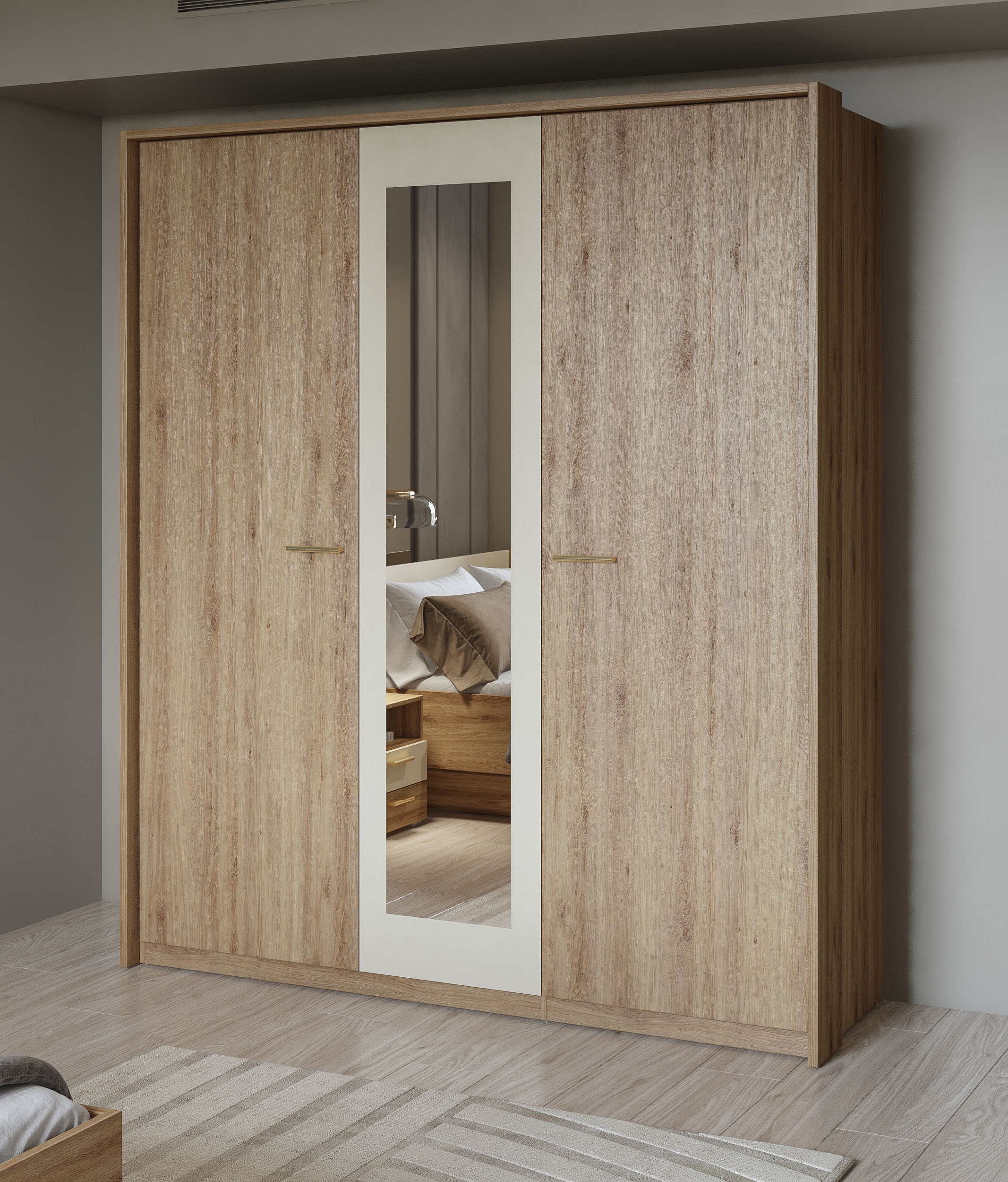 Home affaire Drehtürenschrank »Bitry, Wäscheschrank incl. kompletter Innenausstattung«, Kleiderschrank, verstellbare Einlegeböden 22 mm stark, tolle Holzoptik