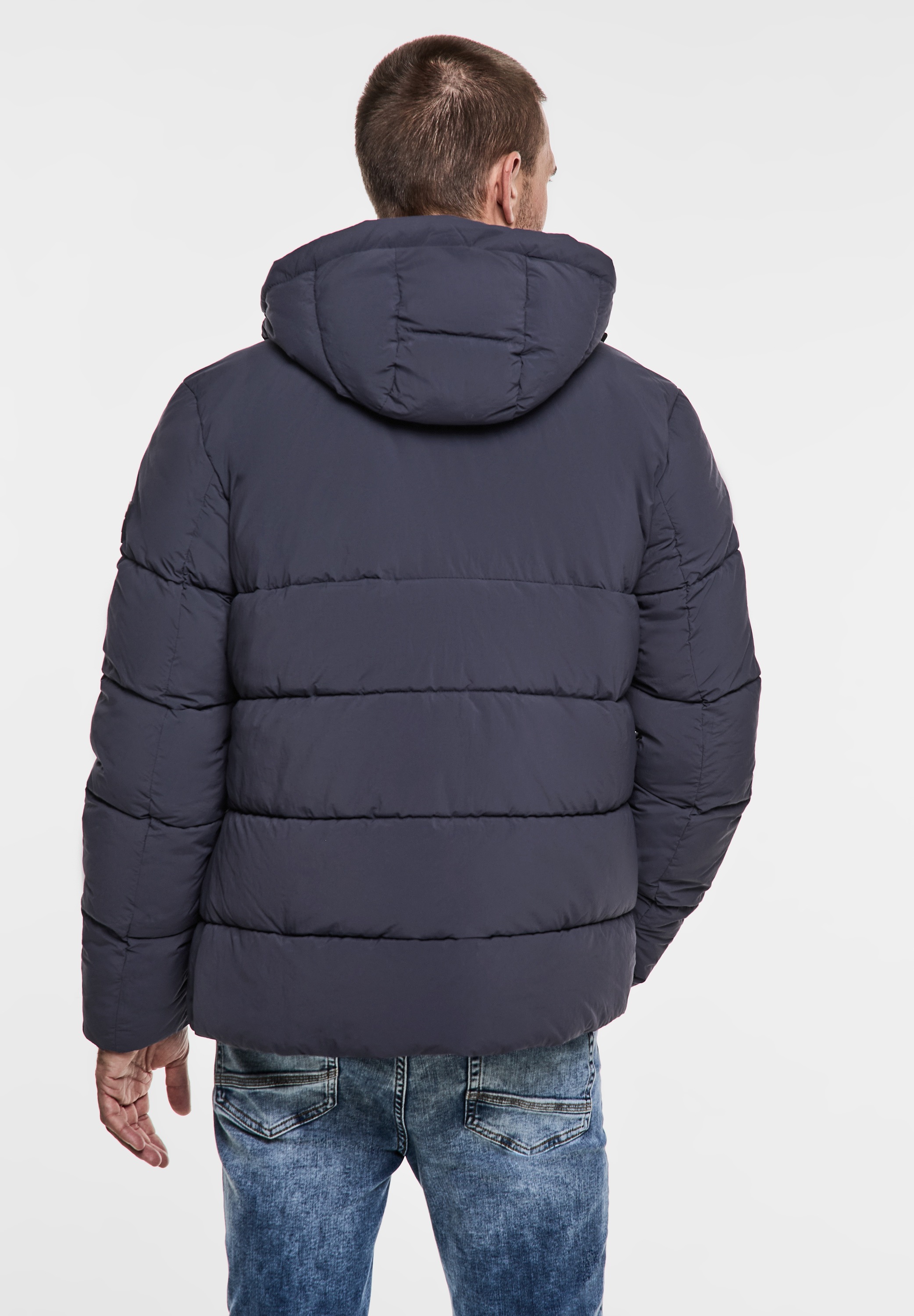 STREET ONE MEN Steppjacke, mit Kapuze, in Unifarbe