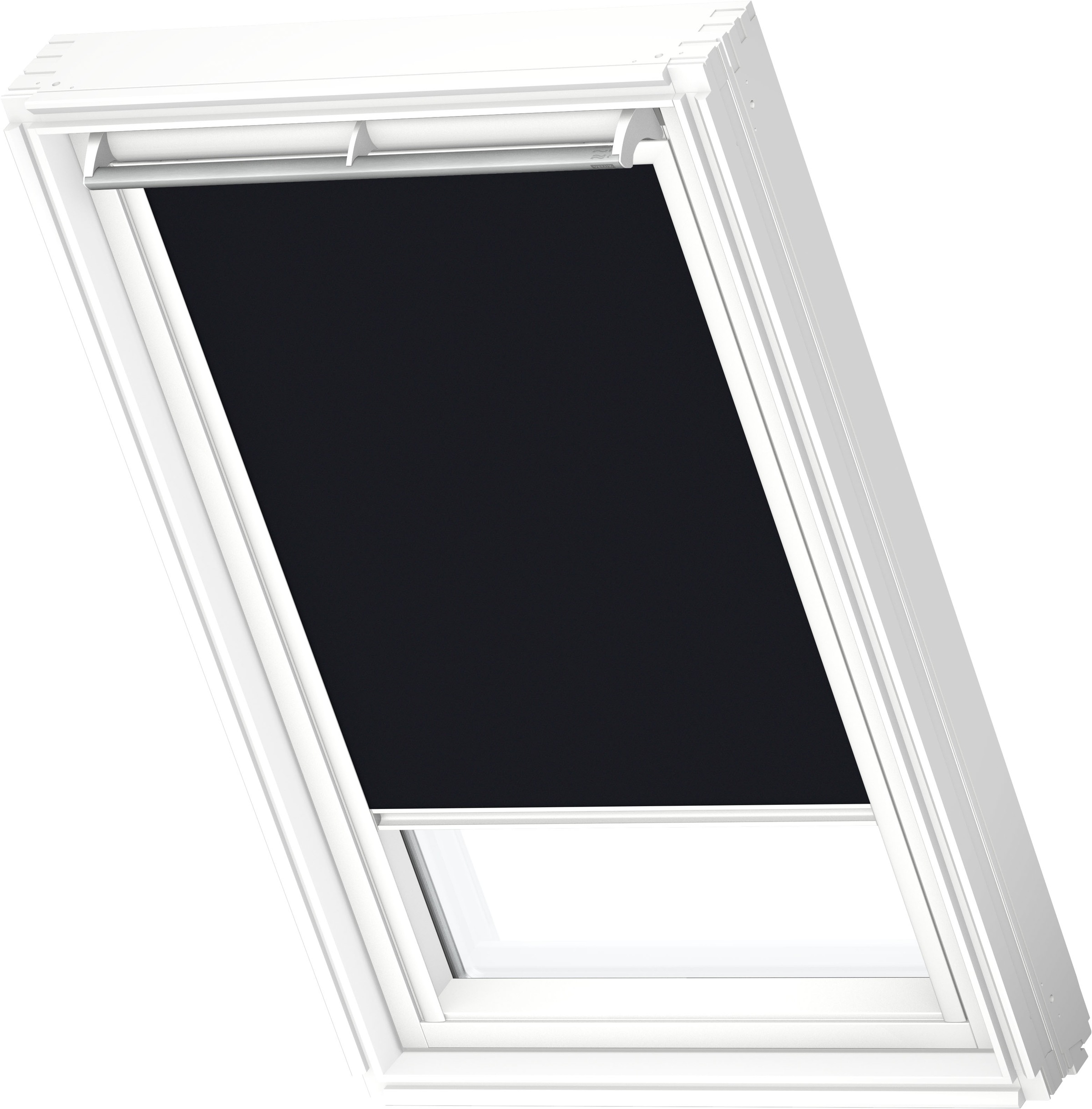 Velux Verdunklungsrollo "Dkl 3009SWL" Verdunkelnd Ohne Bohren In Führungsschienen Stoff Schwarz Mit Alufarbenen Führungsschienen & Griffleiste