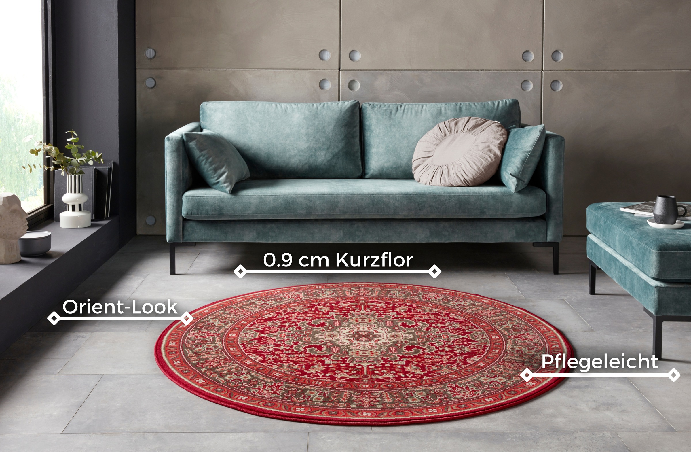 HANSE Home Teppich »Skazar Isfahan«, rund, 9 mm Höhe, Kurzflor, Orient, Teppich, Vintage, Esszimmer, Wohnzimmer, Flur