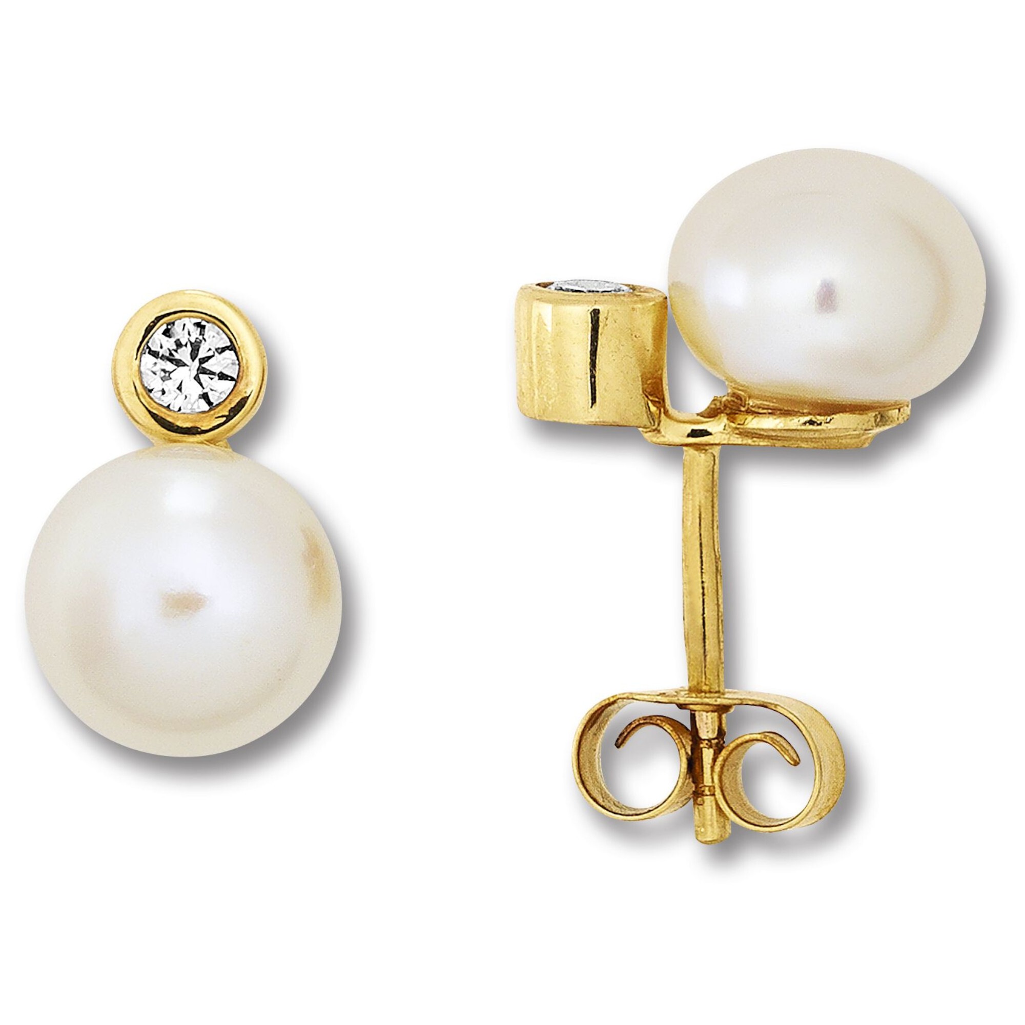 ONE ELEMENT Paar Ohrstecker »Zirkonia Ohrringe Ohrstecker aus 333 Gelbgold« Damen Gold Schmuck GE11047